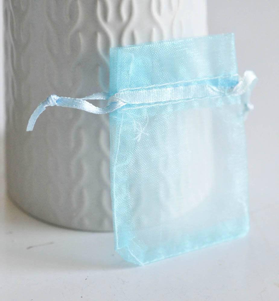 Gingerlily Rangement G1779 pochette organza bleu turquoise 7 cm x5