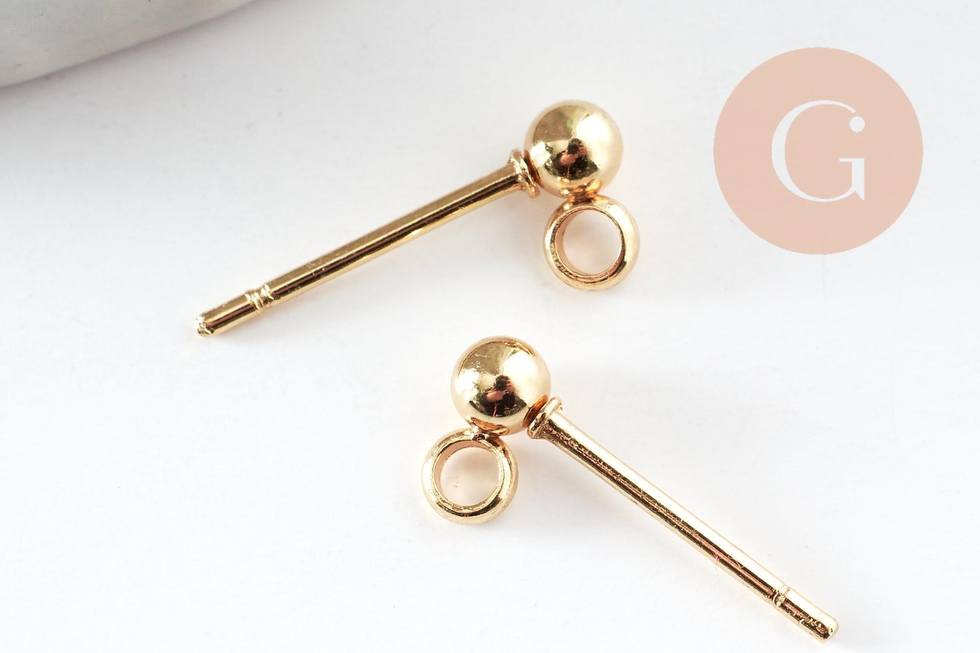 Gingerlily Clous oreille G9689 acier doré boule 3mm x10