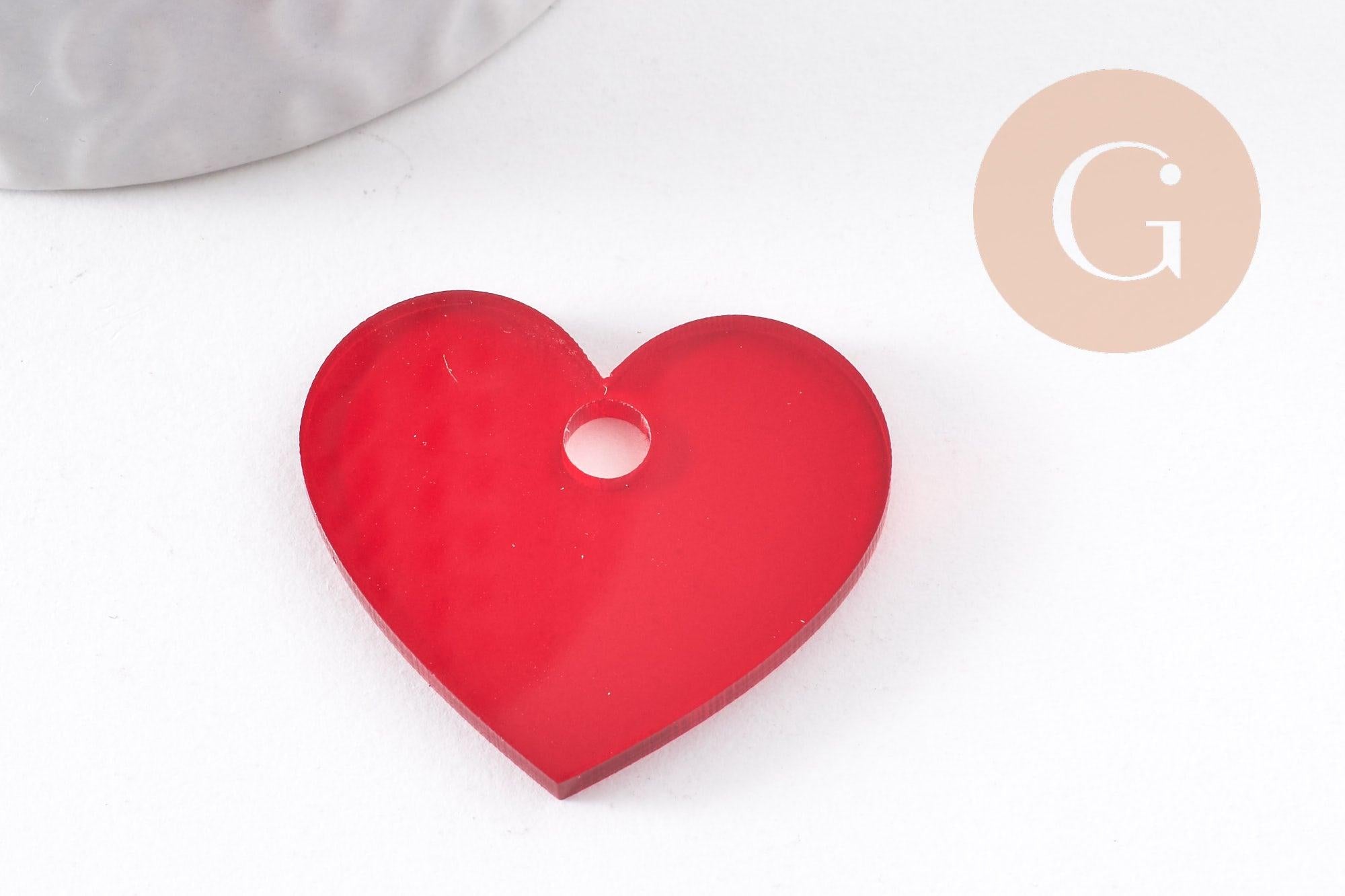 Gingerlily Perles G10155 pendentif coeur acrylique 27mm x2