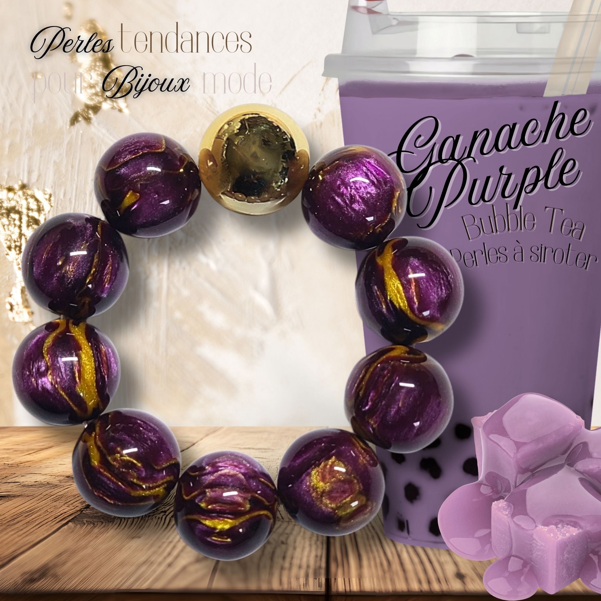 ARTSHOP Boules 20 mm boule acrylique Ganache Purple x10