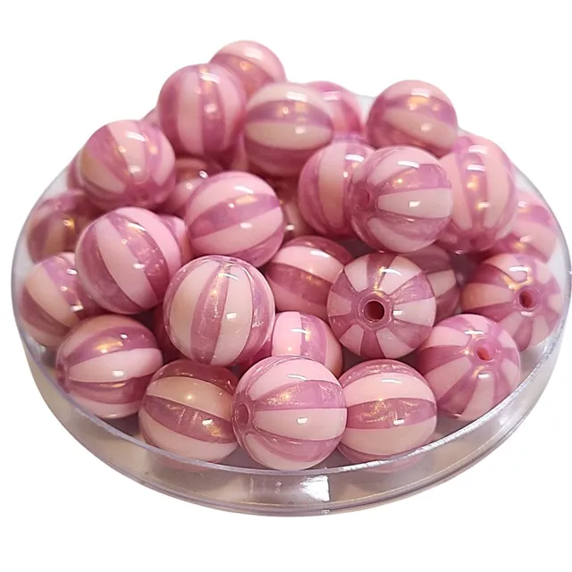 ARTSHOP Boules 16MM boule rayée irisée rose dragée x10