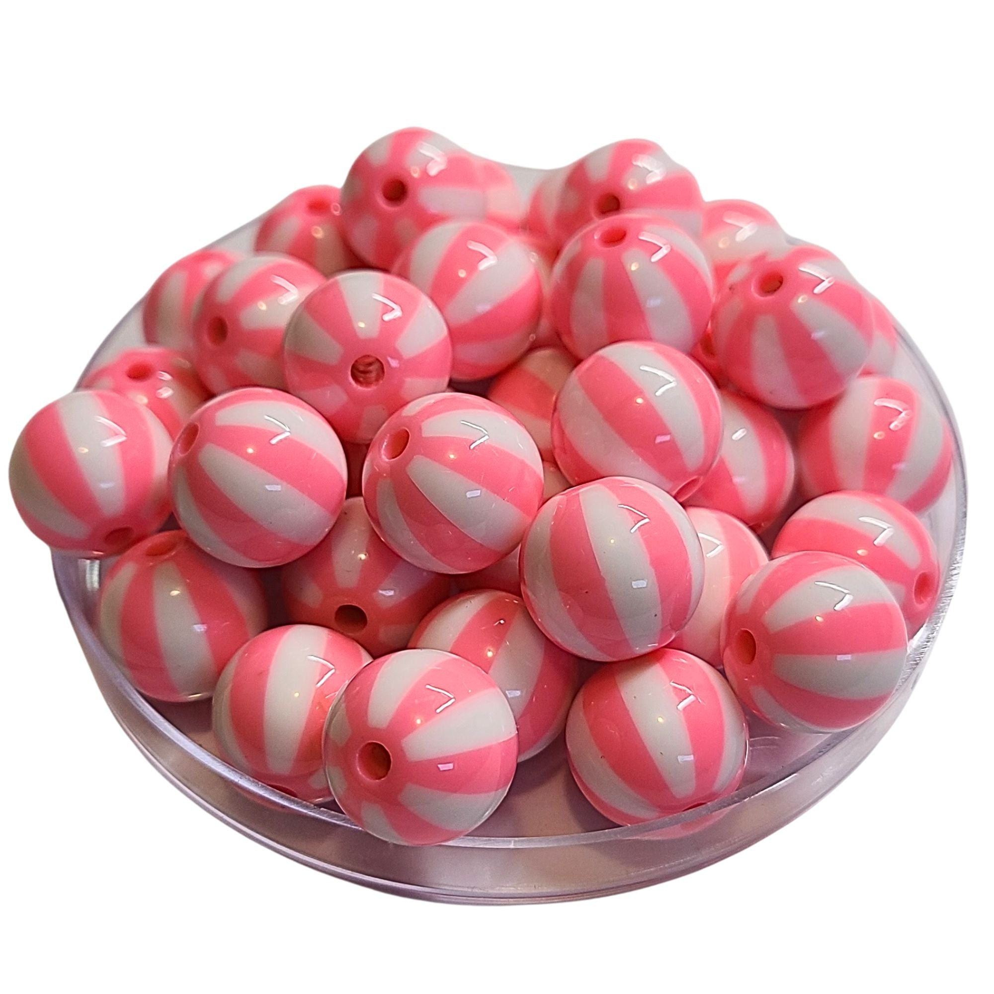 Artshop Boules 16MM 210 perles rayées rose clair x15