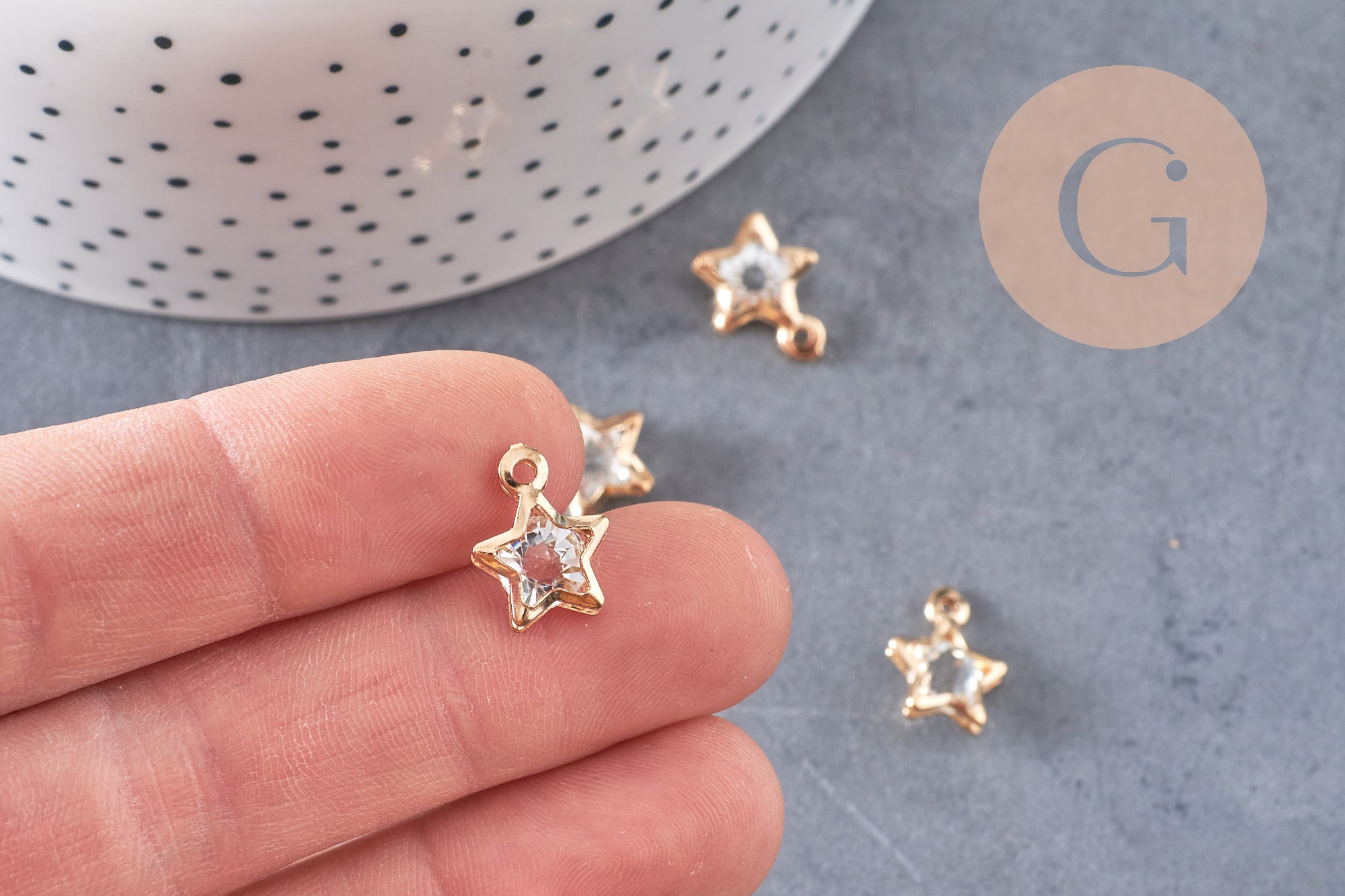 Gingerlily Pendentif étoile fer doré zircon 14mm x10