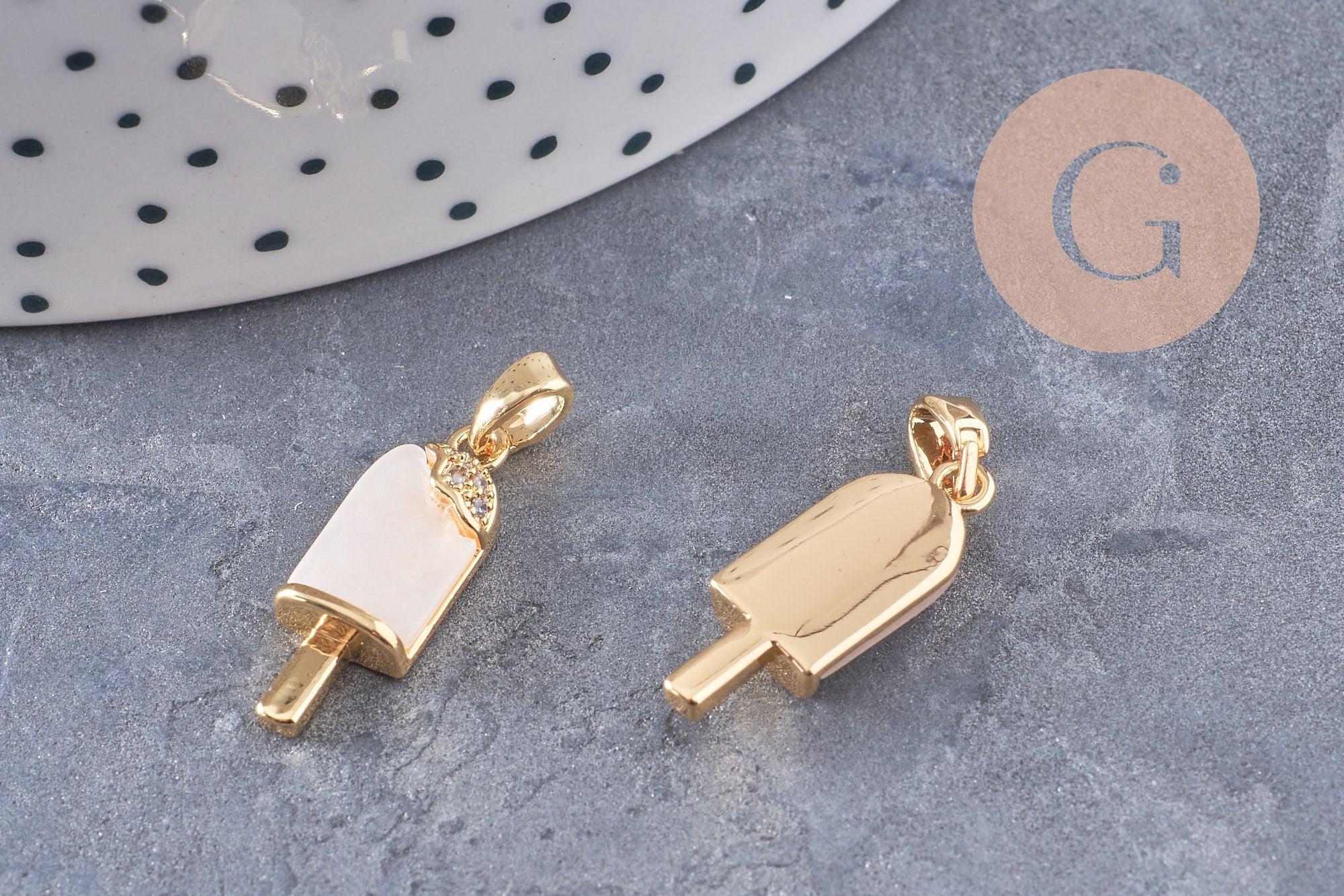 Gingerlily Pendentifs G10086 Glace Laiton Doré Zircon 21mm