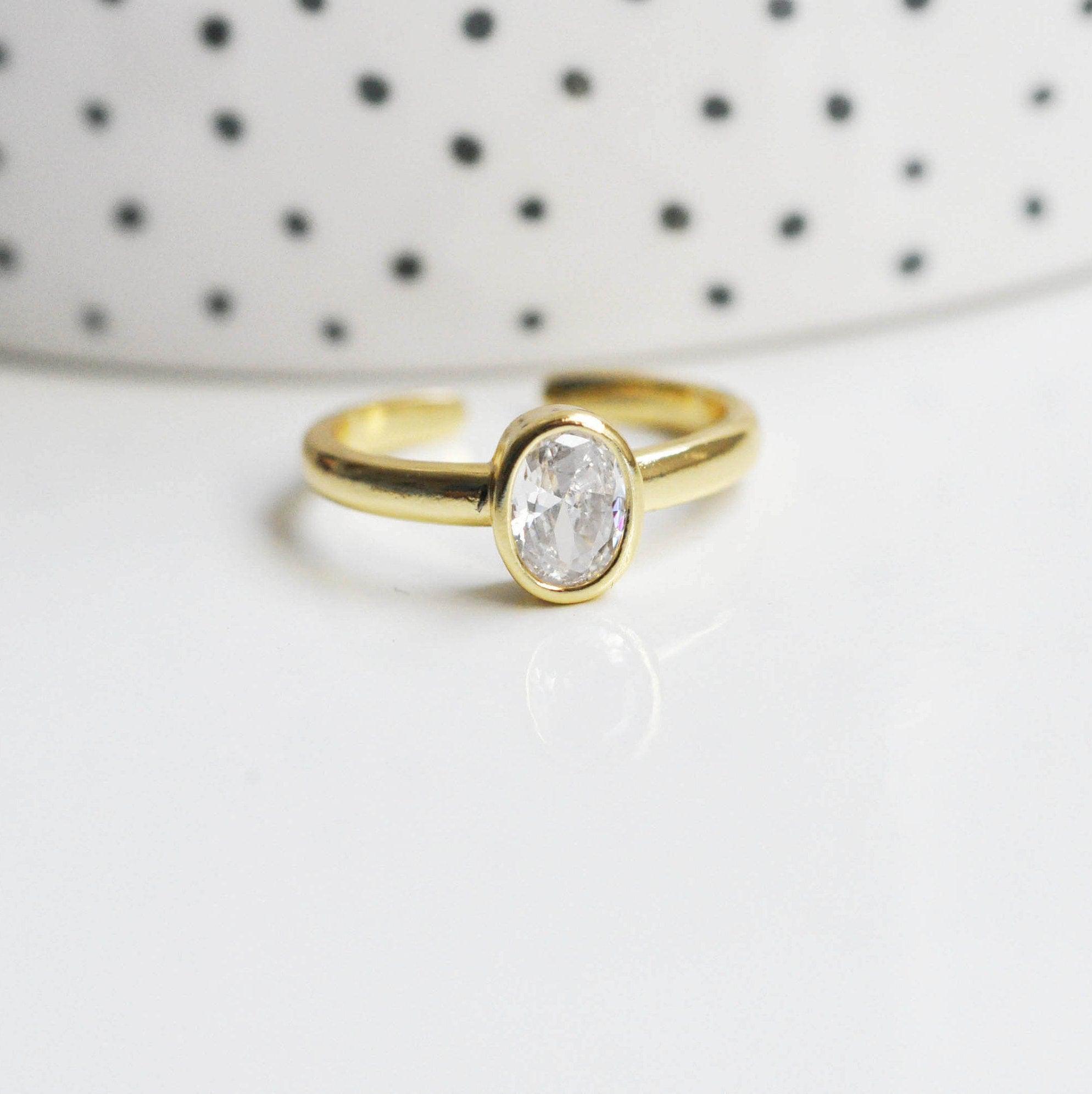 Gingerlily Apprêts G3455 bague réglable zircon doré 17mm