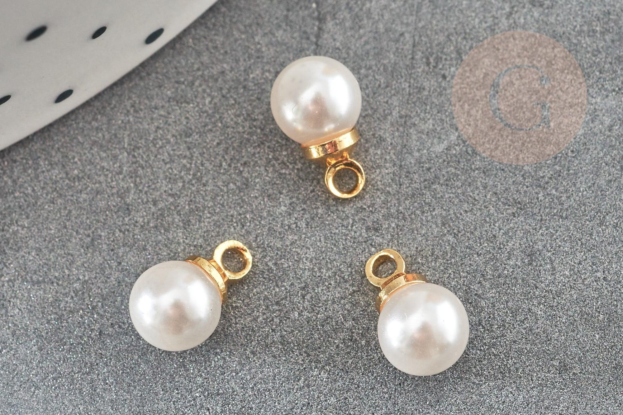 Gingerlily Pendentifs bijoux DIY G9365 pendentif perle blanche 10mm x2
