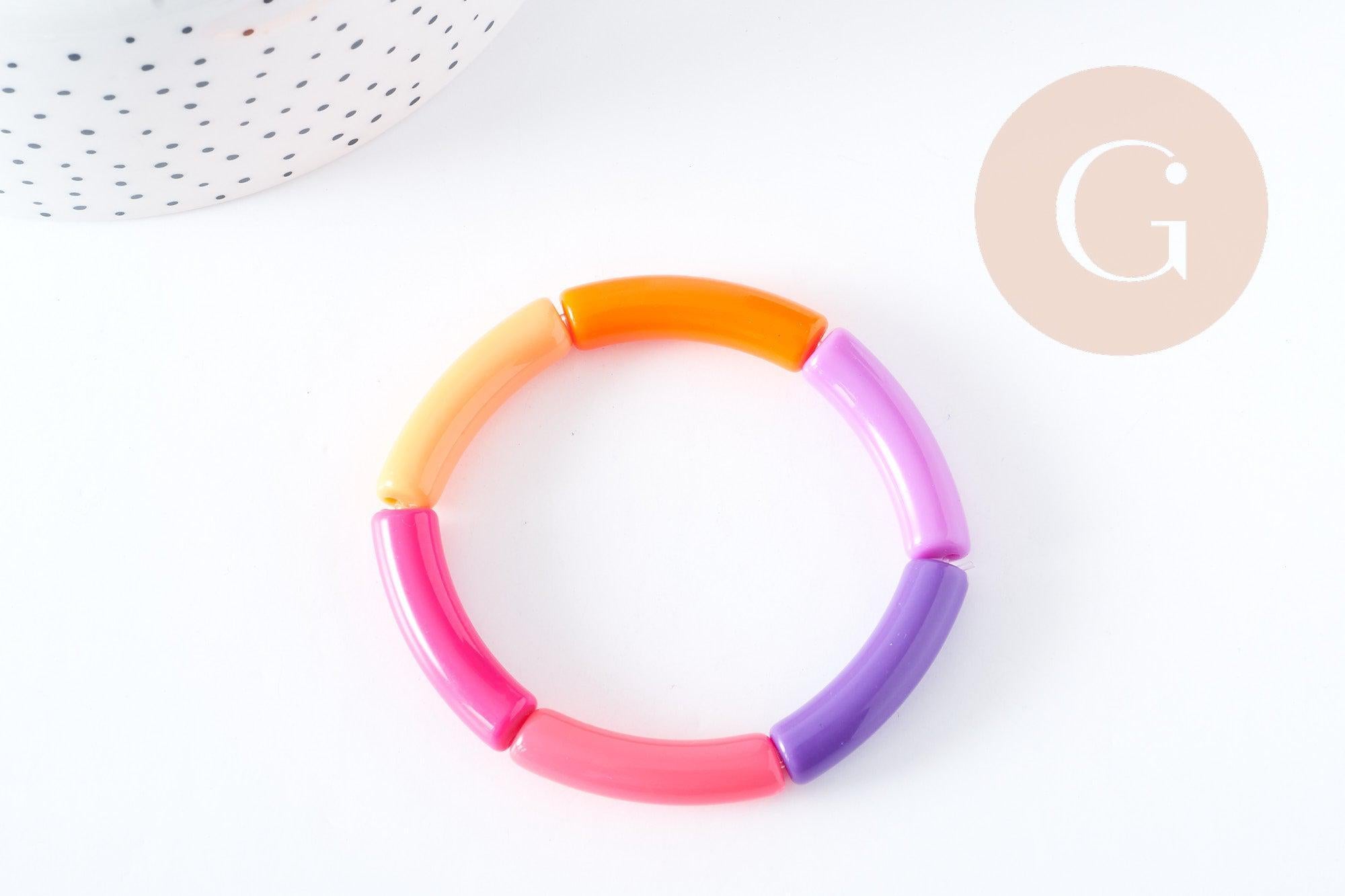 Gingerlily Bracelet jonc élastiqué résine 52mm x1 violet rose