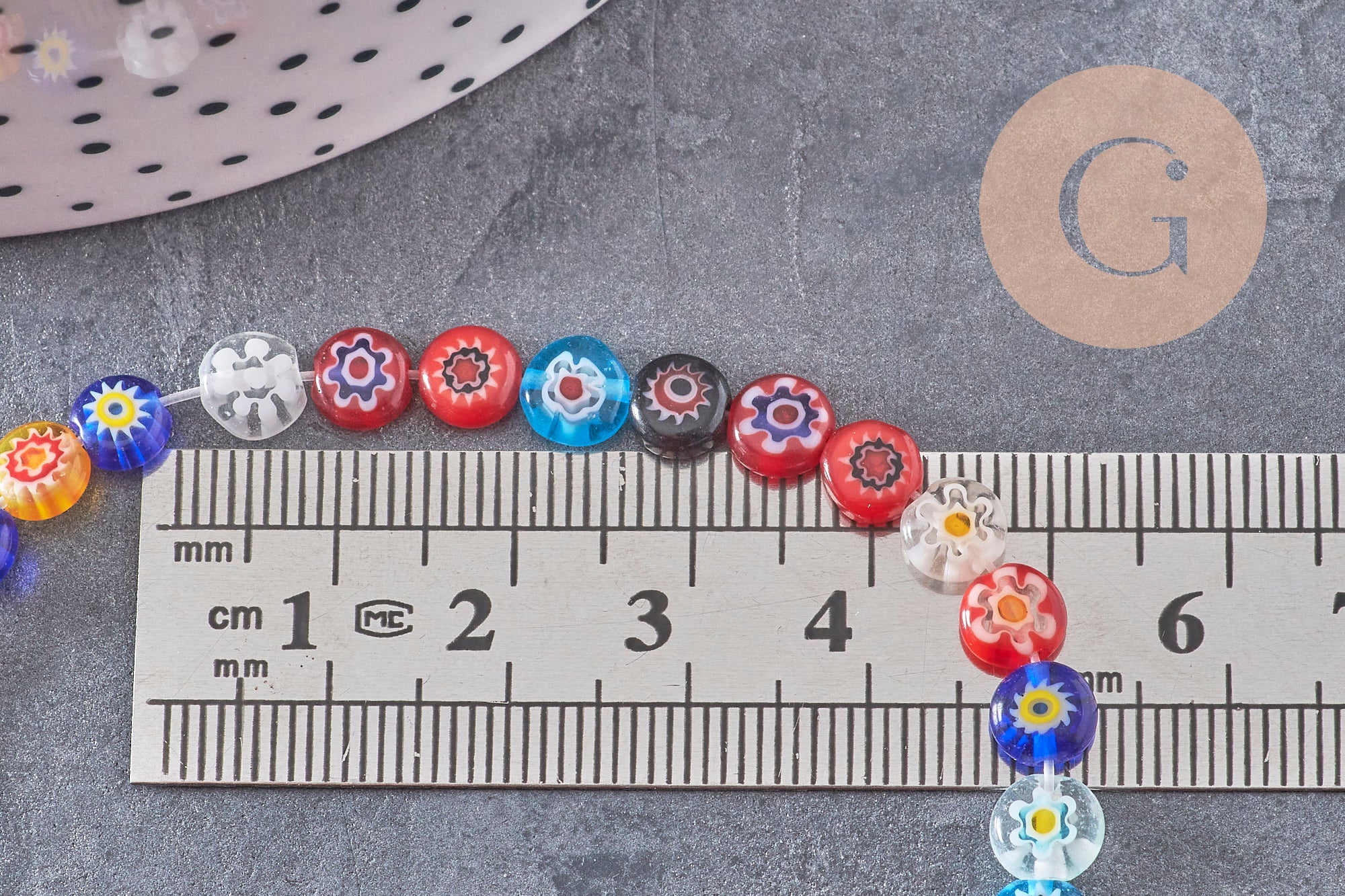 Gingerlily Perles verre millefiori 6mm fil 35.8cm