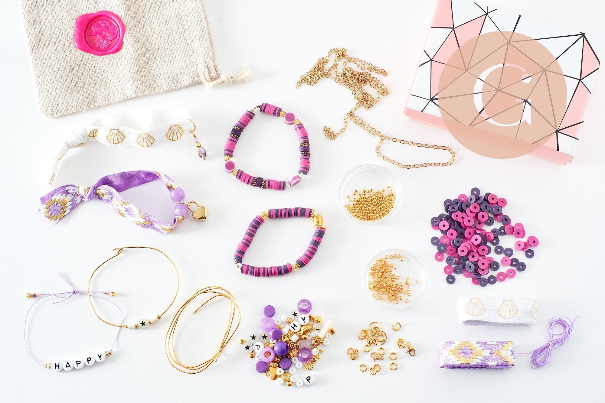 Gingerlily Kits création Kit 10 bracelets Surfer violet perles