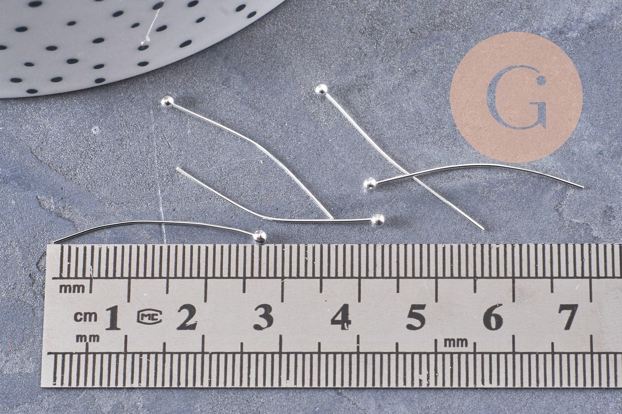 Gingerlily Apprêts DIY tiges clous tête boule argenté 30mm 10g