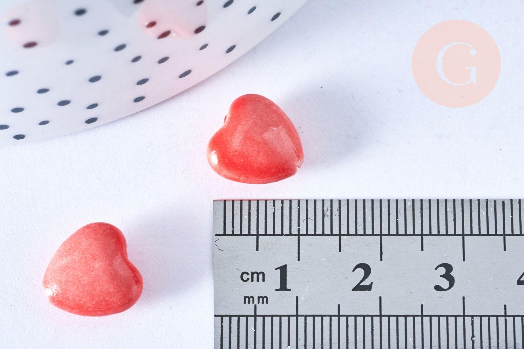 Gingerlily Perles Coeur porcelaine rouge 12mm x5 G3494
