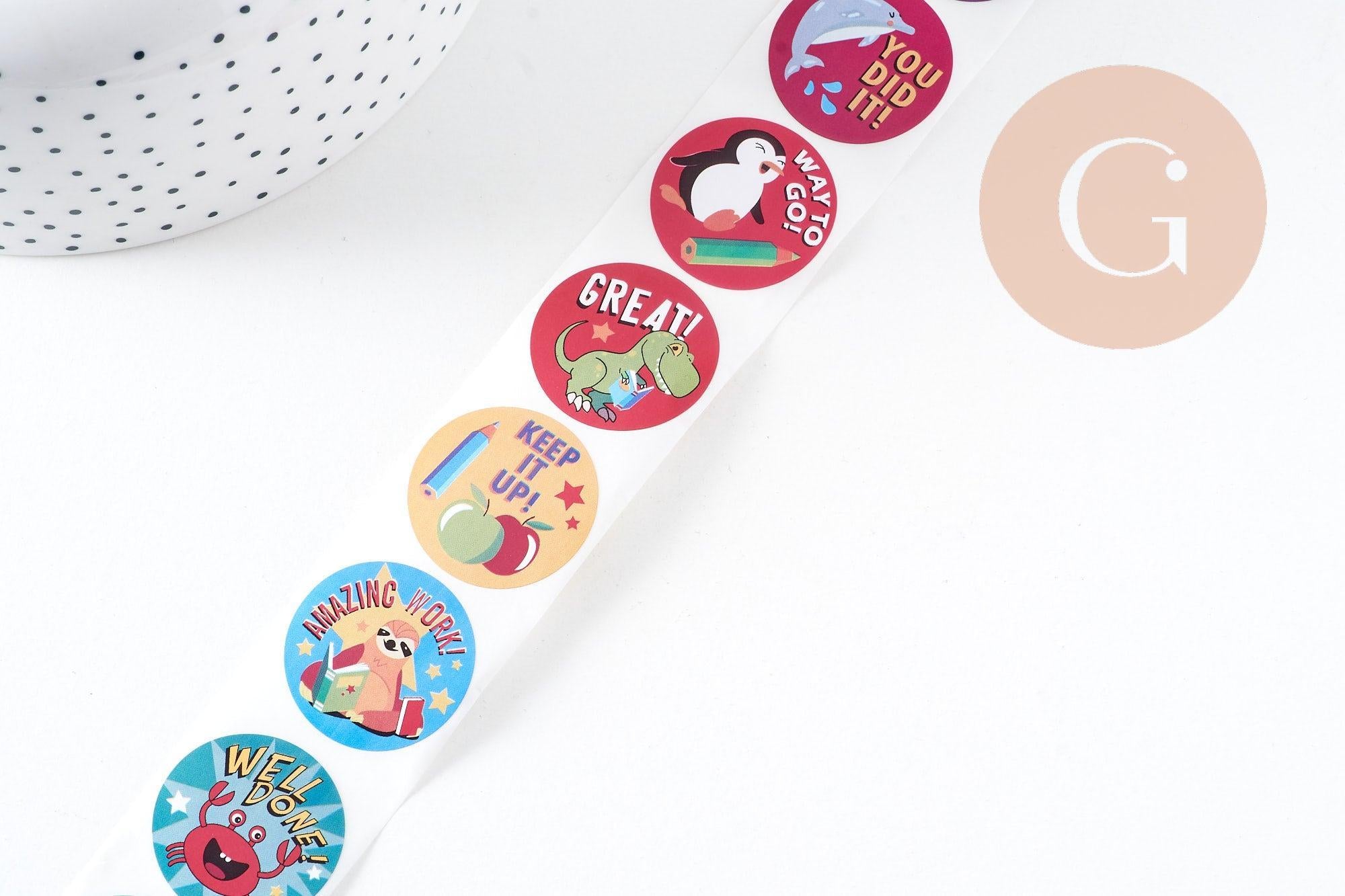 Gingerlily Stickers encouragements anglais animaux 30mm x500