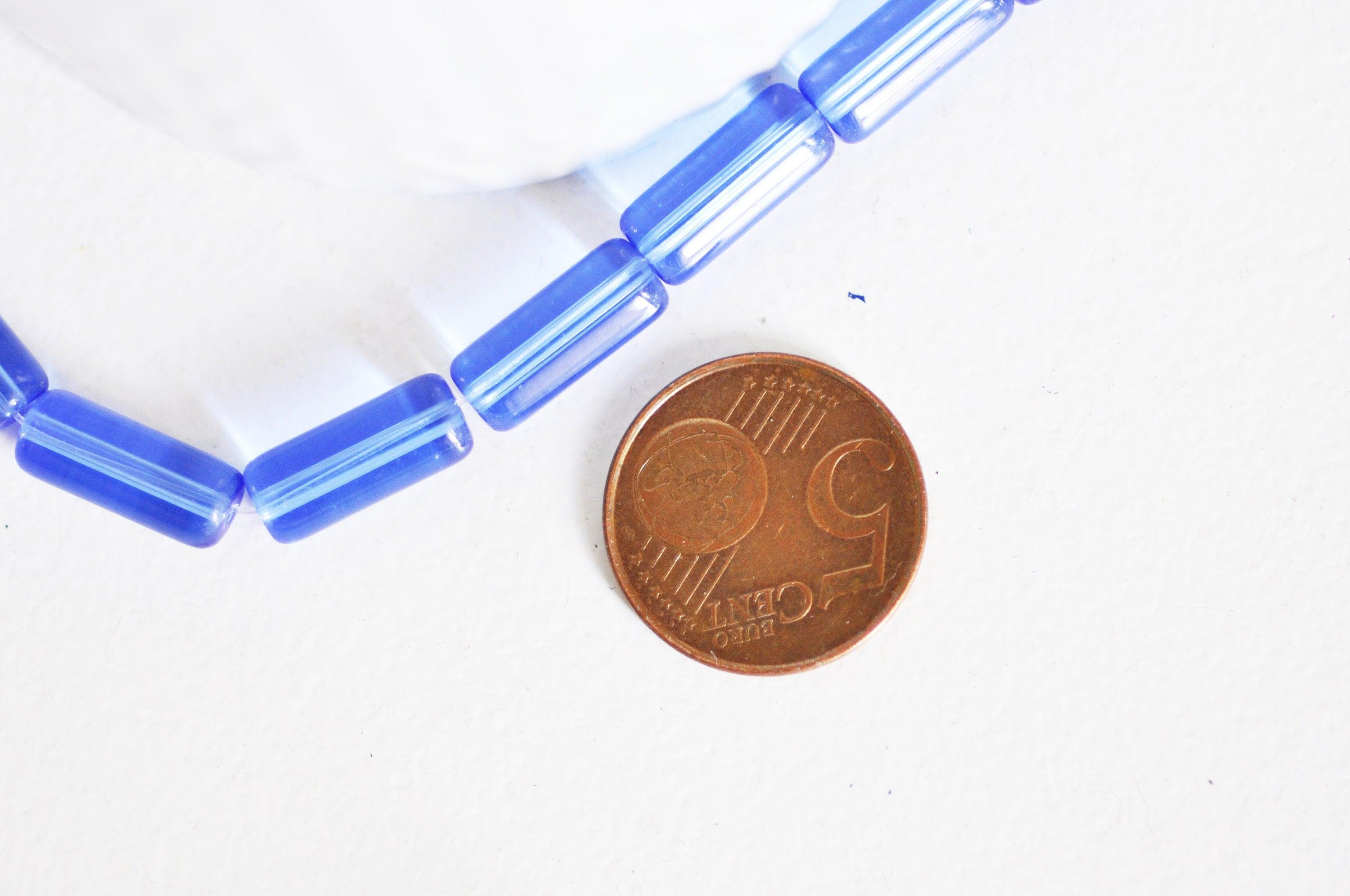 Gingerlily Perles tube G3198 verre bleu roi 15 mm fil de 12
