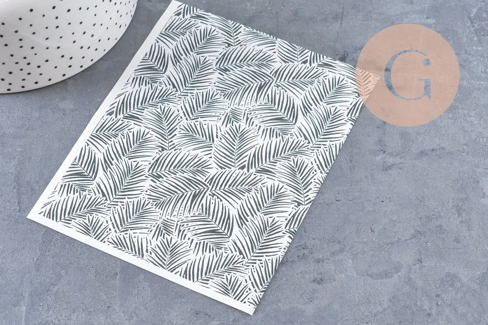 Gingerlily G10767 feuille transfert palme kaki 14x10cm
