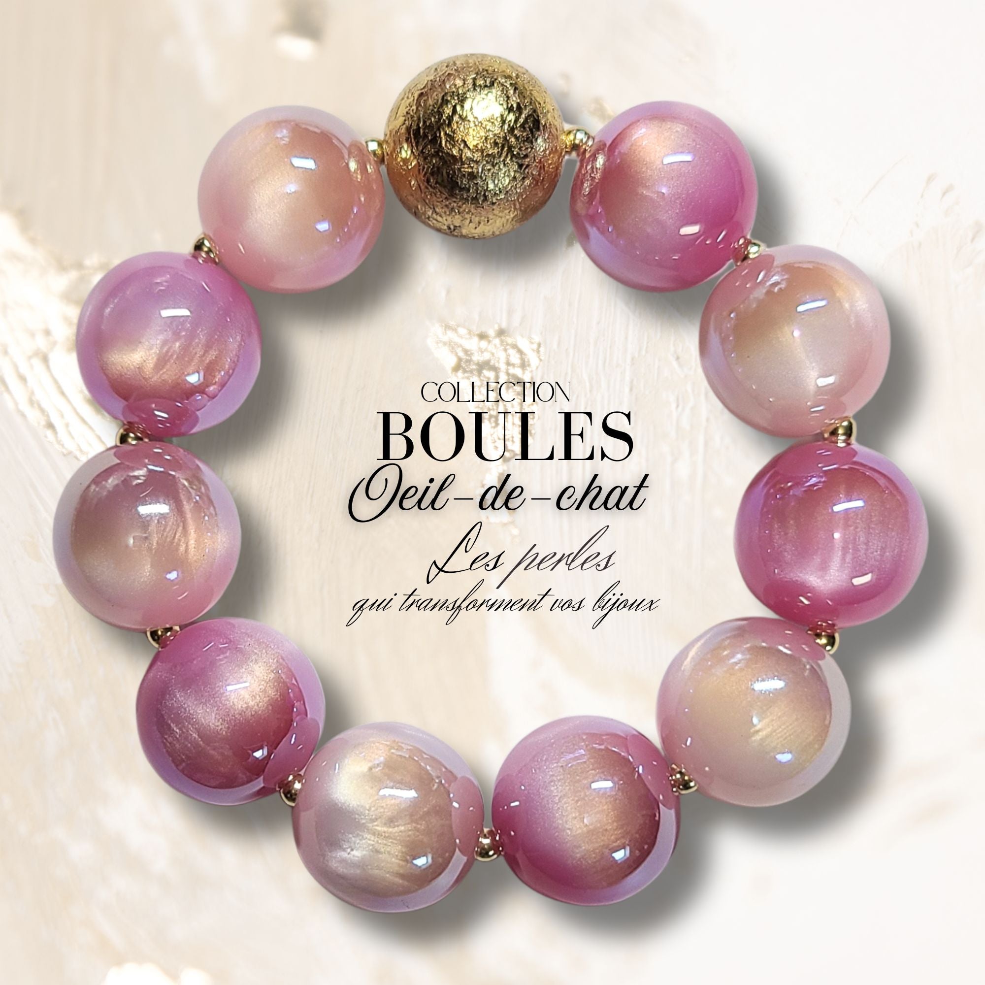 ARTSHOP Boules 20MM 286 Rose perle oeil de chat x1 AB