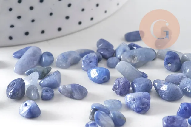 Gingerlily Perles aventurine bleue chips 5-11mm sachet 55g