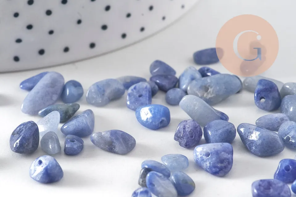 Gingerlily Perles aventurine bleue chips 5-11mm sachet 55g