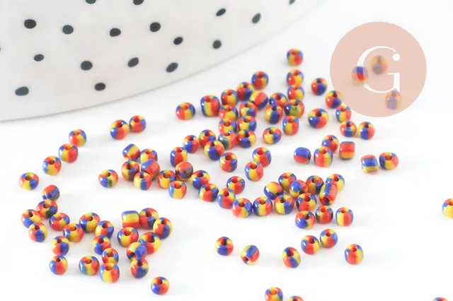 Gingerlily G9491 perles rocaille rayé verre 1,5mm 10g