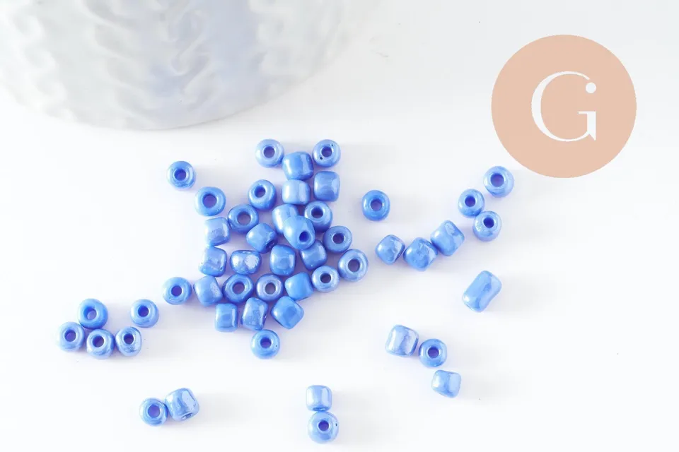 Gingerlily Perles DIY rocaille bleu tendre 4mm 10g