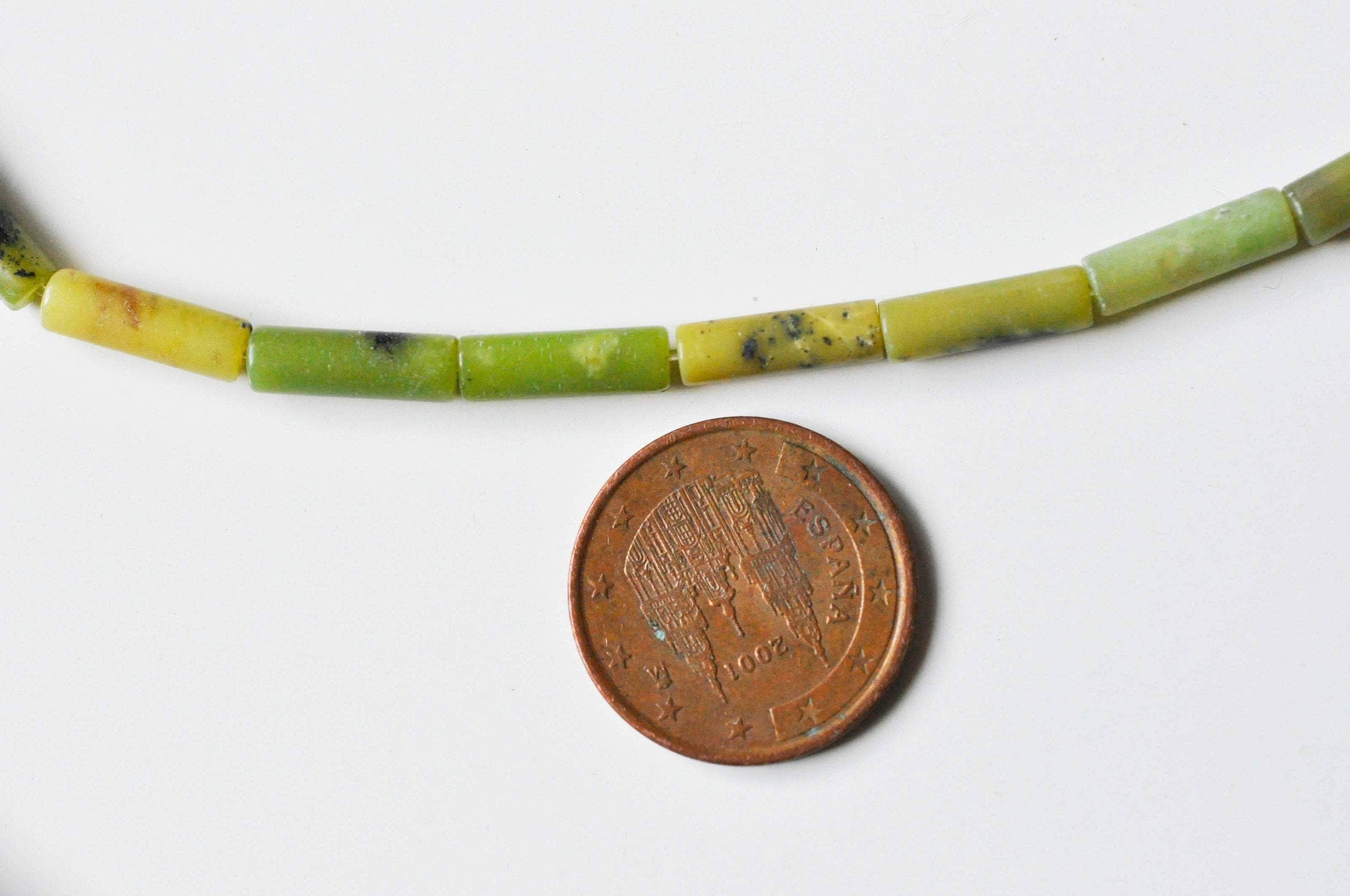 Gingerlily Tube Jade Australien Vert Fil 28 Perles