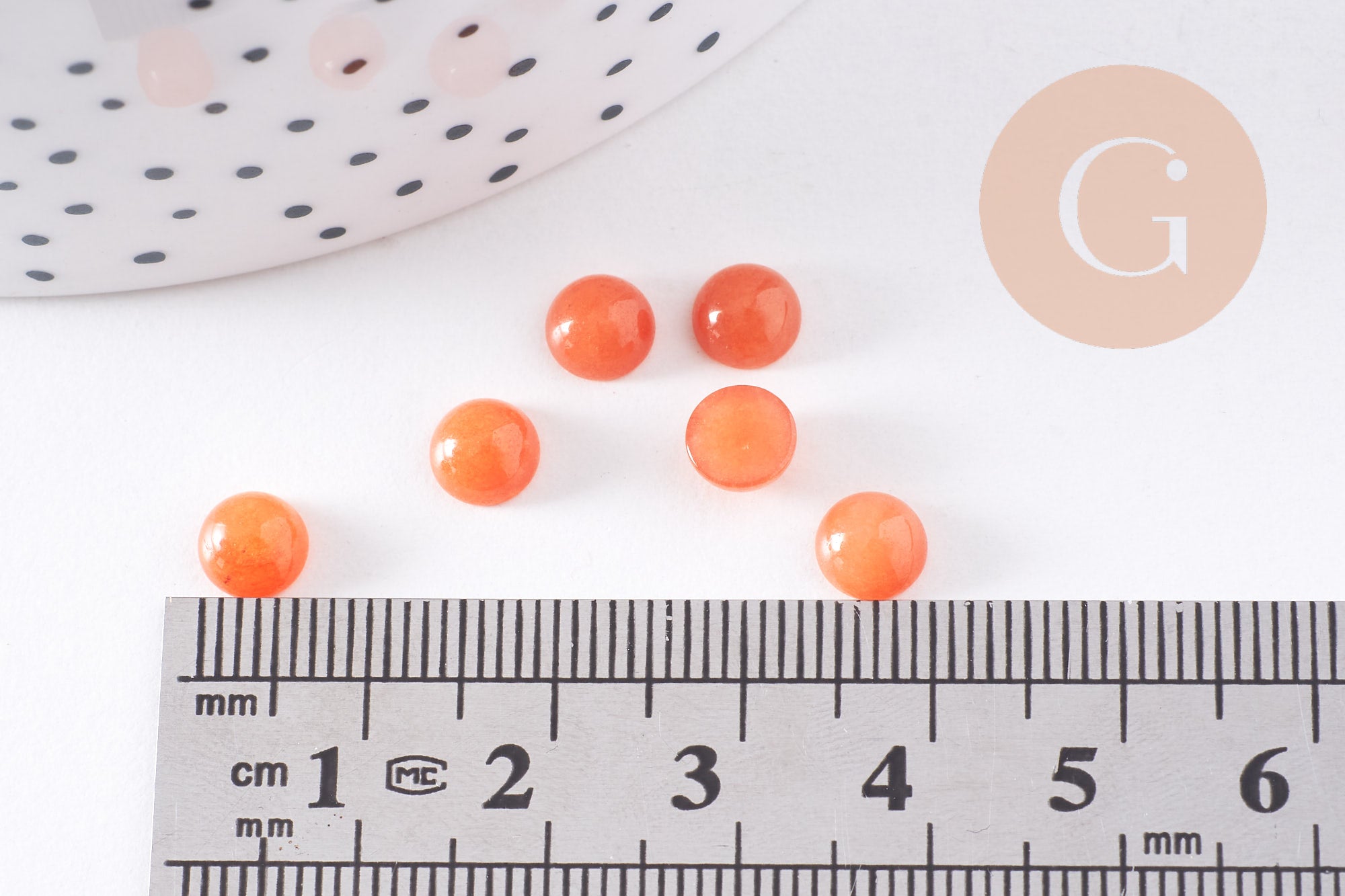 Gingerlily Cabochon jade orange 6mm pierre naturelle x1