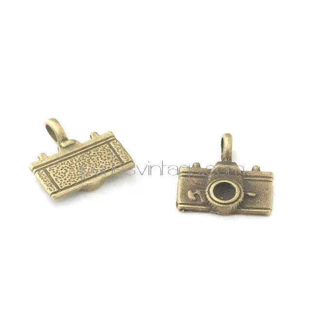 Gingerlily Appareil Photo breloque bronze 2cm olivier