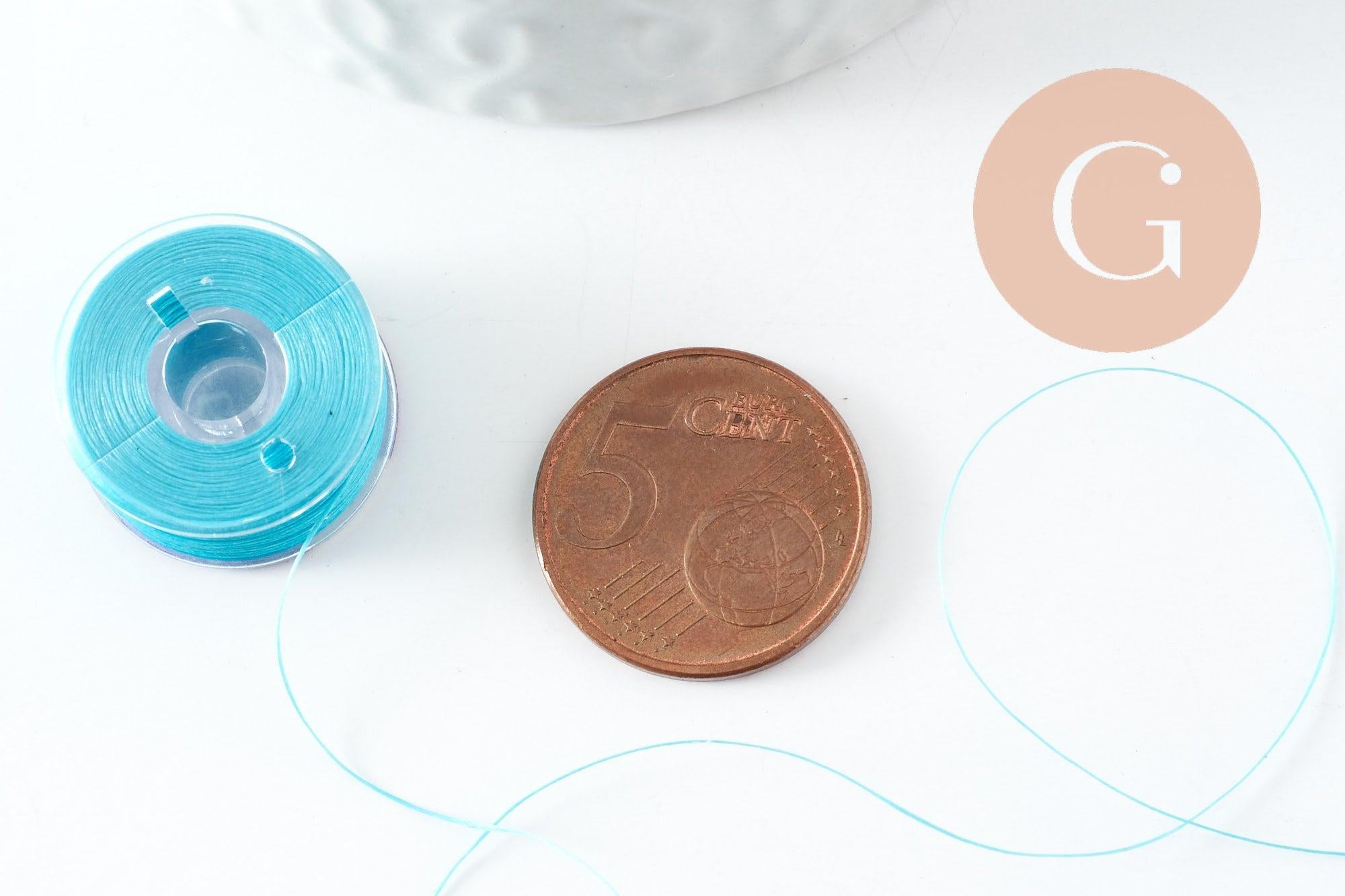 Gingerlily Fil nylon bleu turquoise 0,1mm rouleau 46m