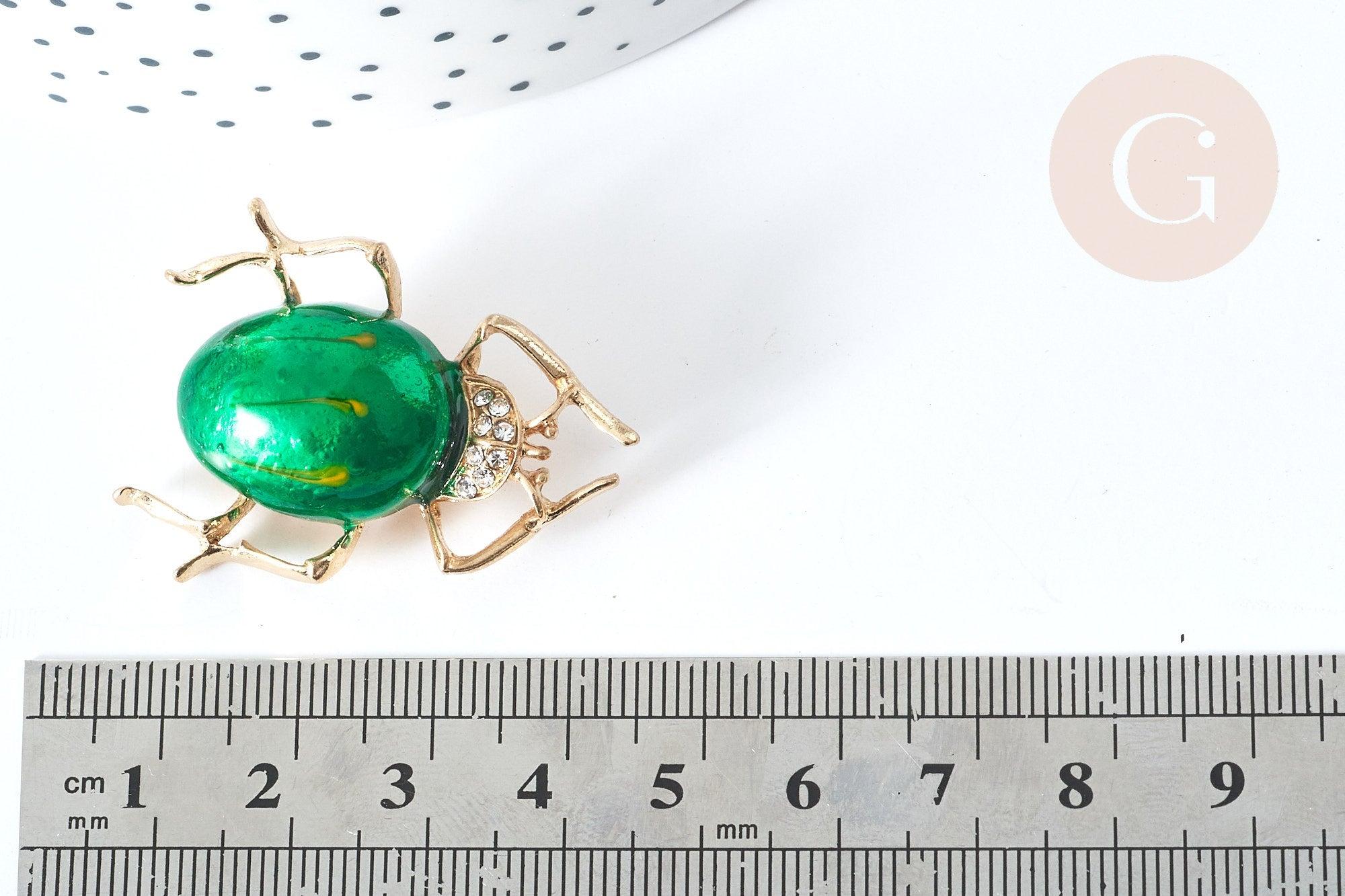 Gingerlily Broches scarabée G8066 broche émail vert 39mm