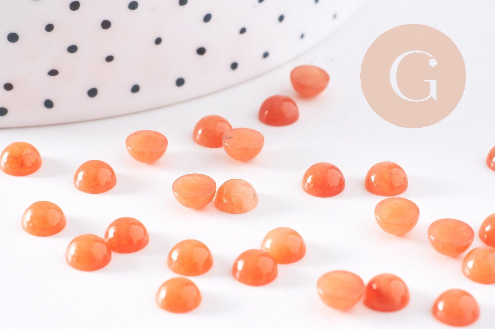 Gingerlily Cabochon jade orange 6mm pierre naturelle x1
