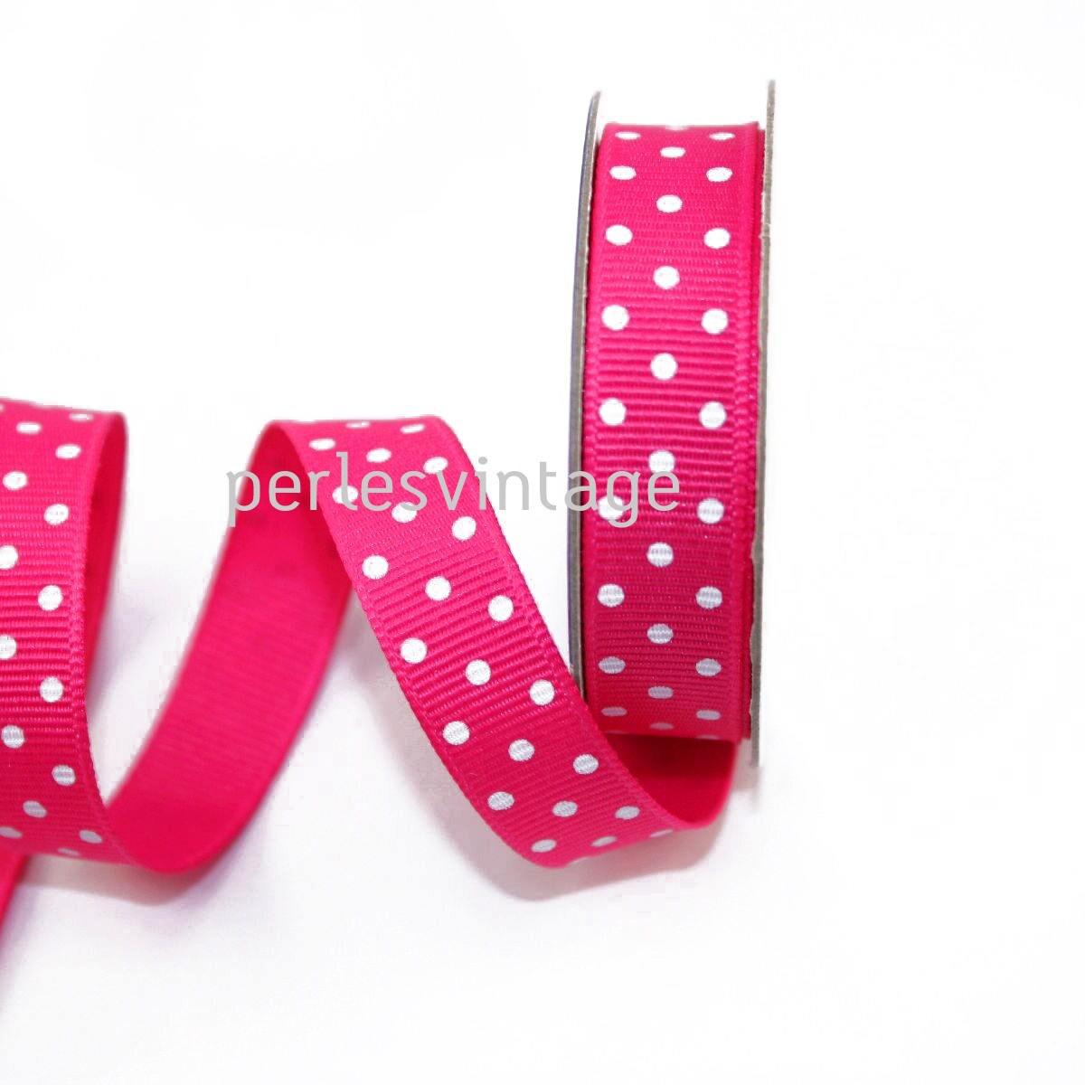 Gingerlily ruban gros grain pois rose fuchsia 1cmx1m