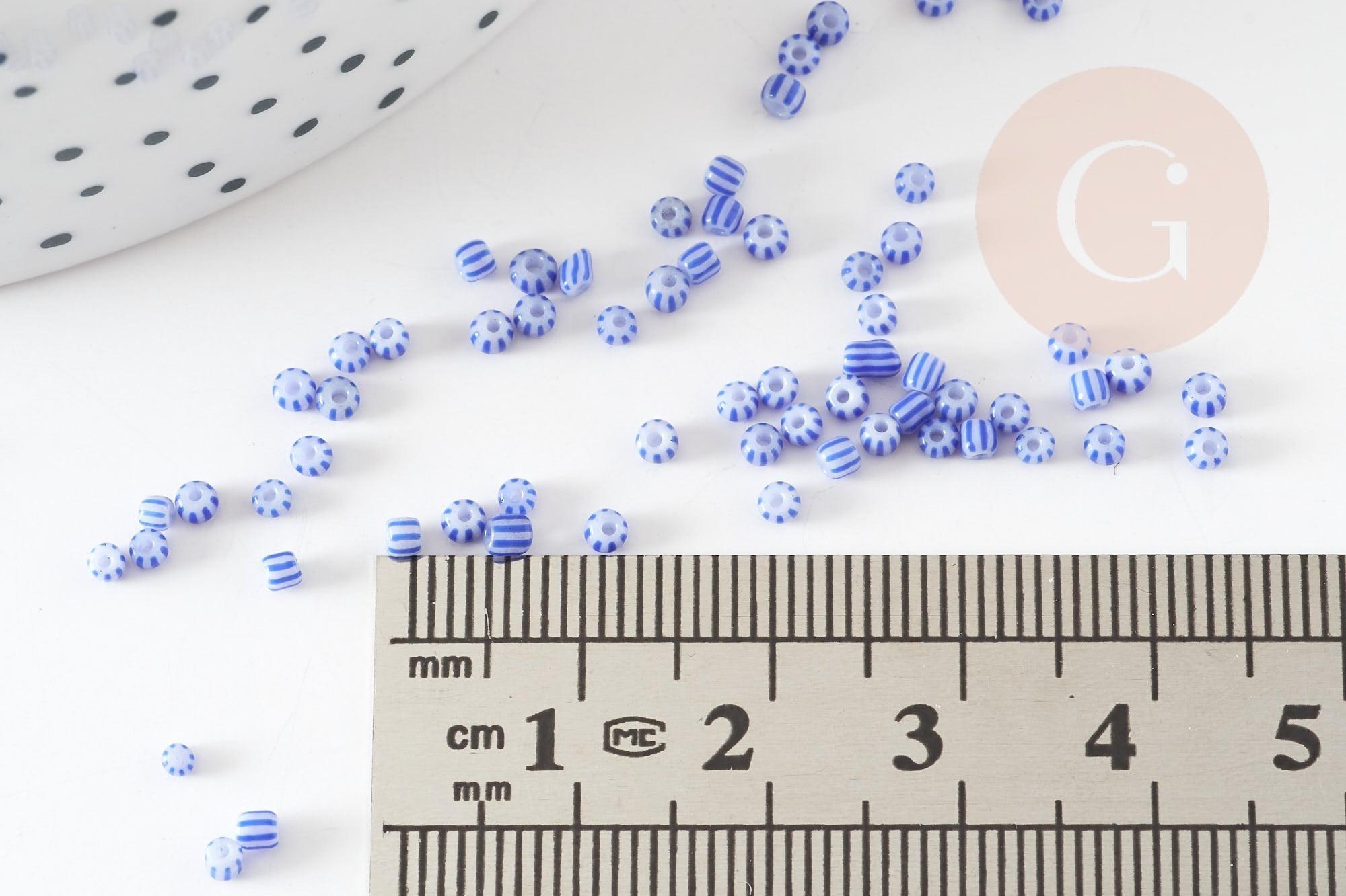 Gingerlily Perles rocaille G9286 bleu blanc 1,5mm 10g