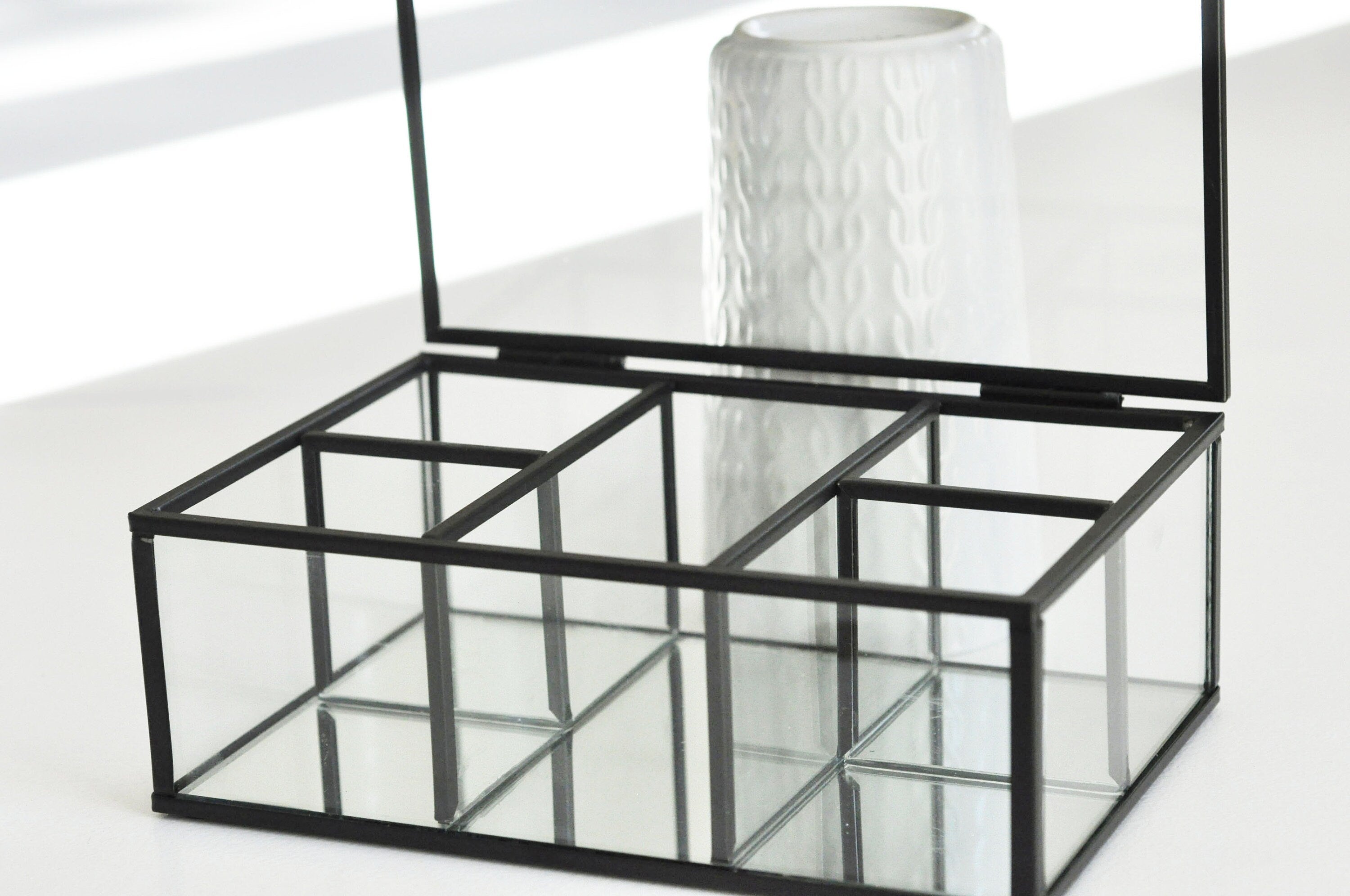 Gingerlily Boîtes rangement G4886 boîte verre noir 18cm