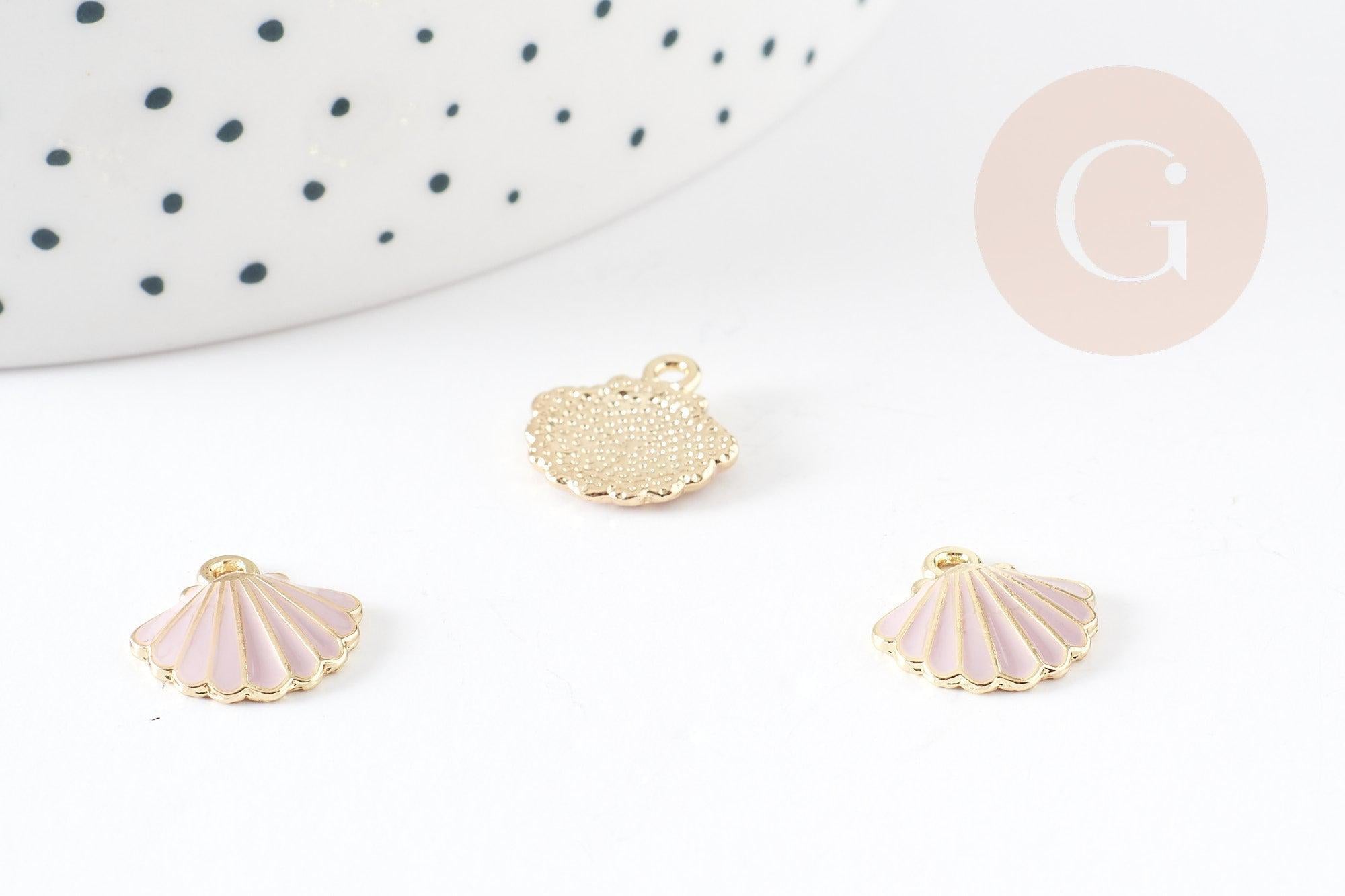 Gingerlily pendentif coquillage G4363 doré rose 13mm x1
