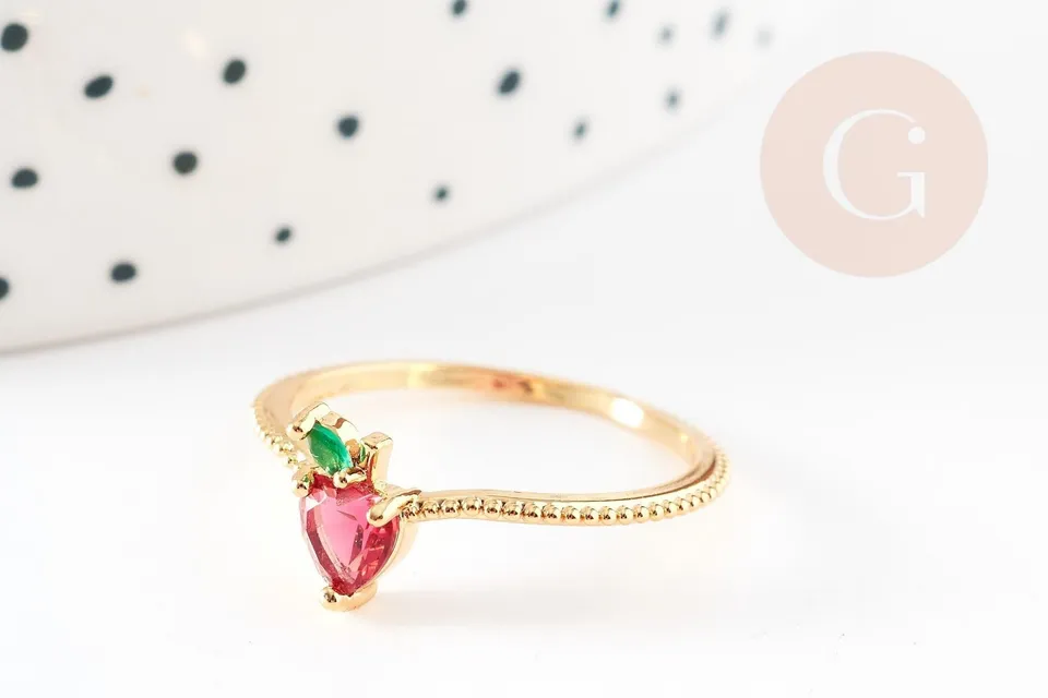Gingerlily Bague G9156 fraise laiton doré 16K taille 54