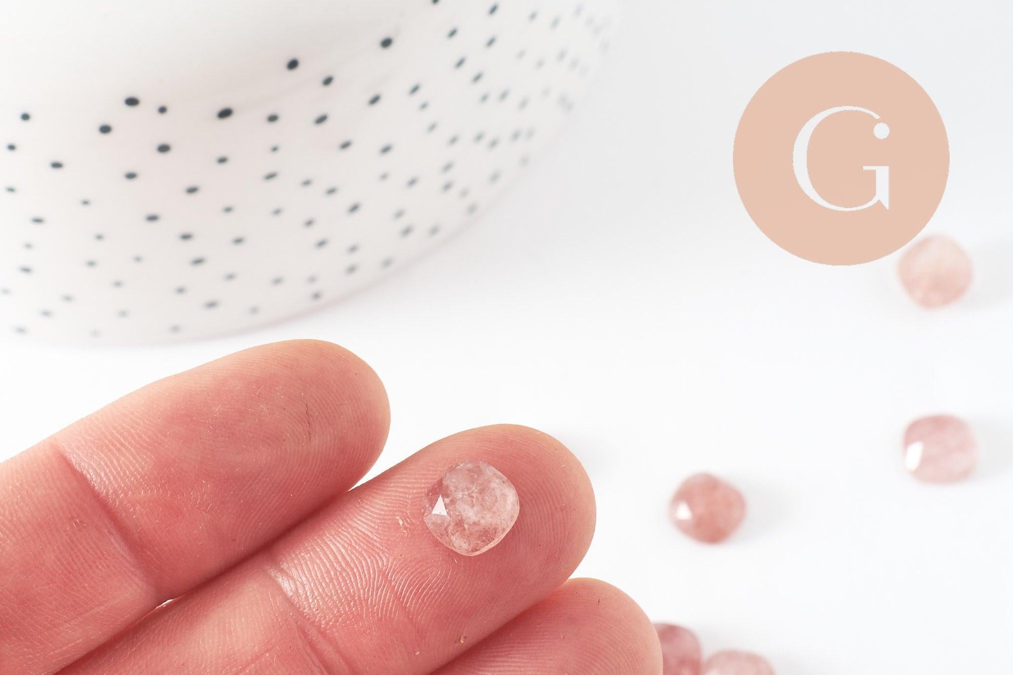 Gingerlily Quartz Fraise Cabochon Carré 8x8mm x1 Naturel