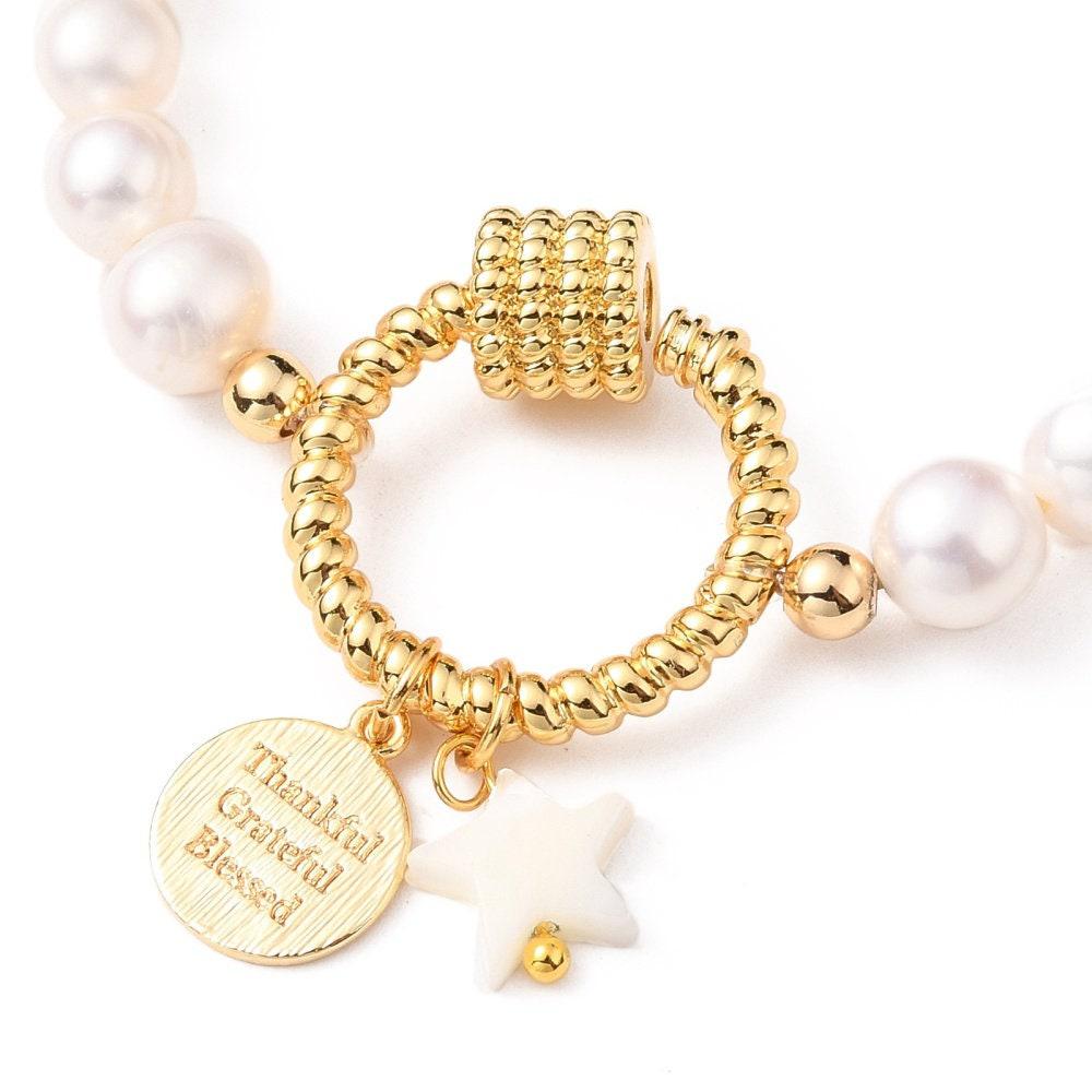 Gingerlily Accessoires G4105 bracelet perles naturelles doré 50 mm