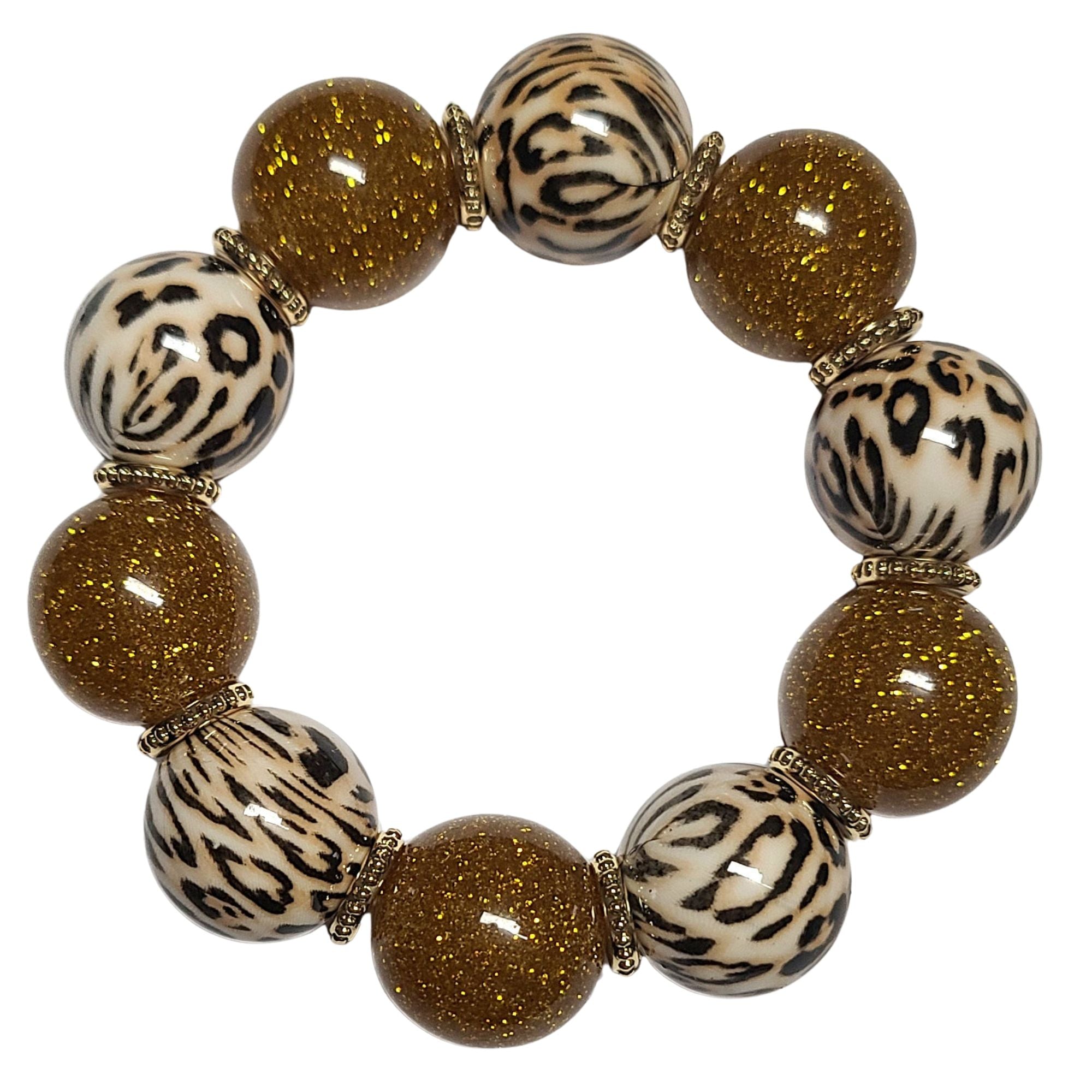 ARTSHOP Boules 20MM n66 perle acrylique Léopard x1 brillante