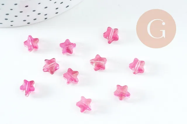 Gingerlily Perles Étoile Fuchsia Doré Imitation Jade 8mm x10