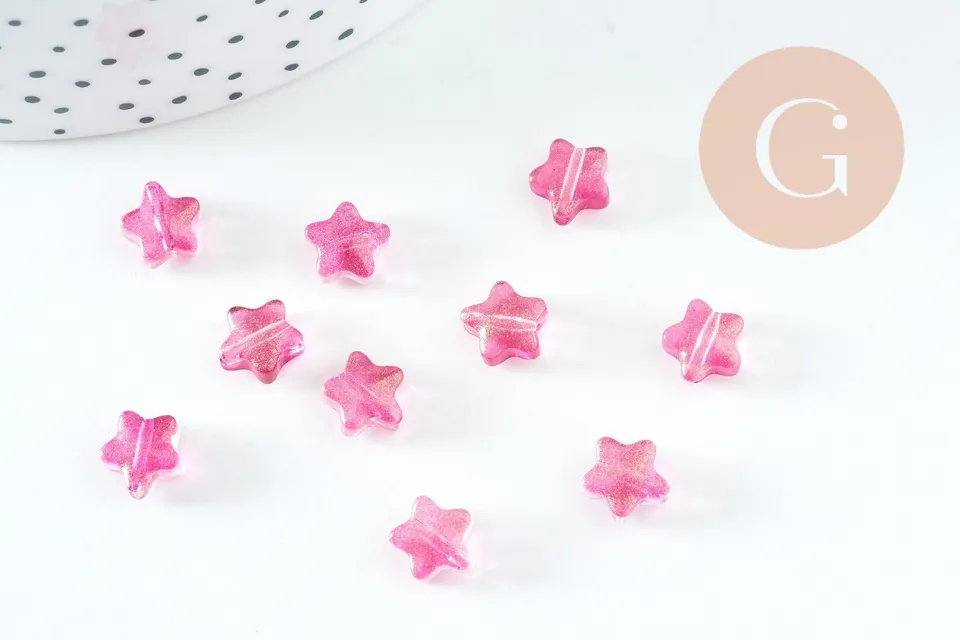 Gingerlily Perles Étoile Fuchsia Doré Imitation Jade 8mm x10