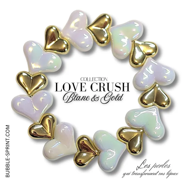 ARTSHOP Love Crush kit bracelet blanc cœurs dorés