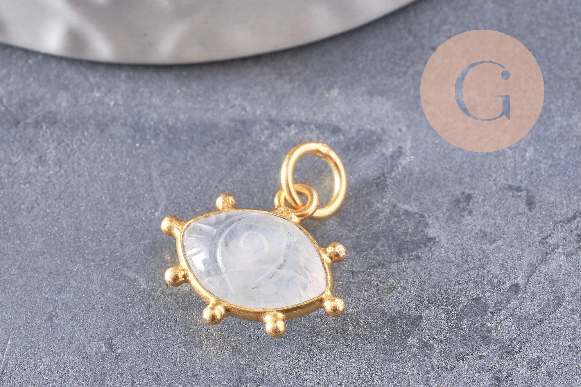 Gingerlily G9870 pendentif oeil pierre de lune 15mm doré 18K