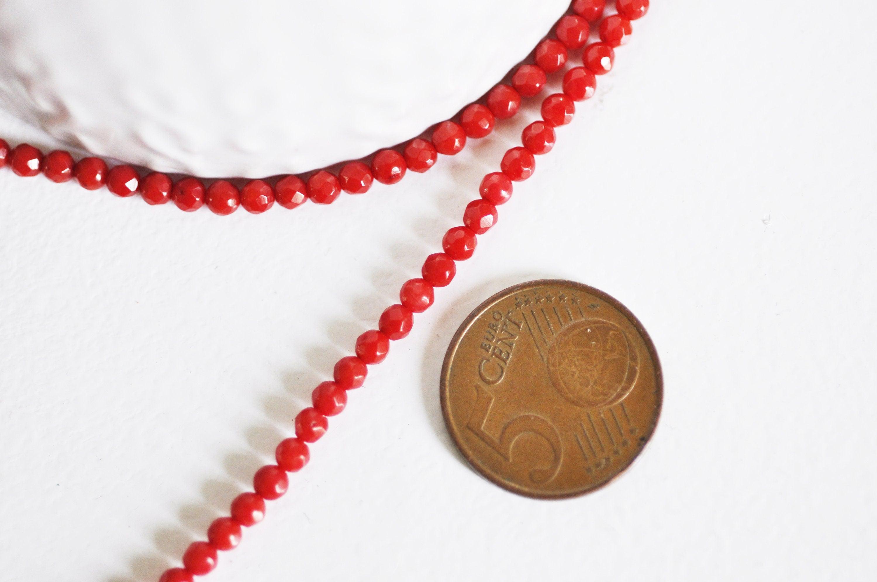 Gingerlily Perles corail rouge rond 3mm fil 40cm 135 perles