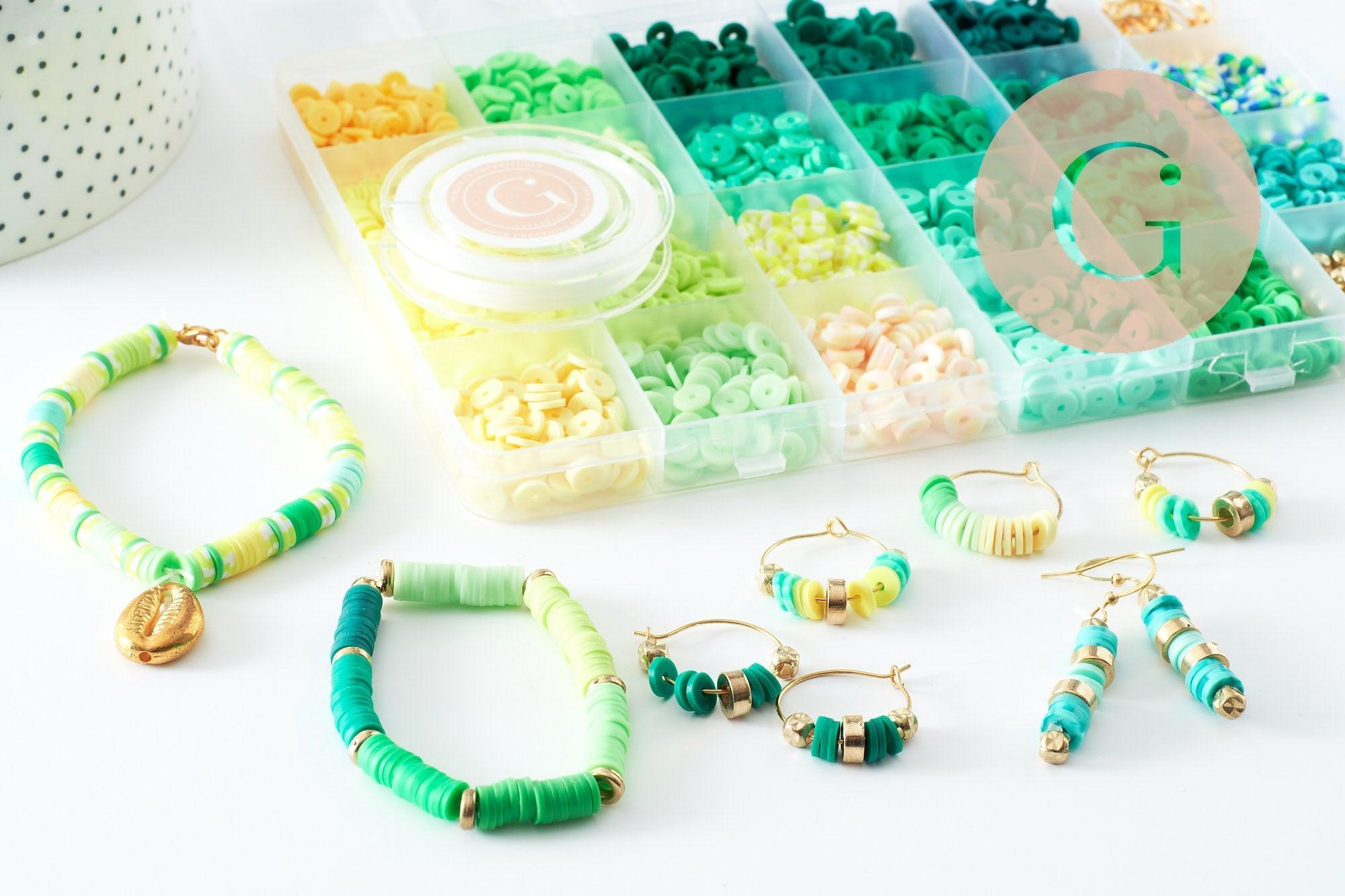 Gingerlily kit heishi G9764 coffret bijoux vert jaune sans pinces