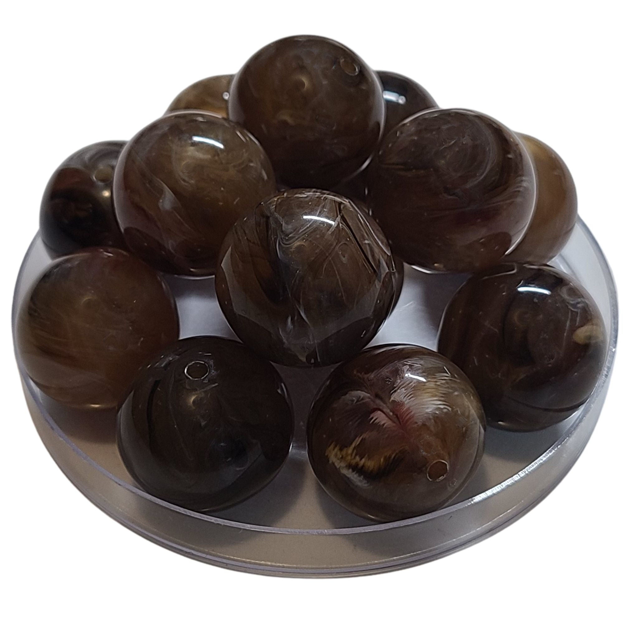 ARTSHOP Boule acrylique 24 mm Crème Marron marbré x1