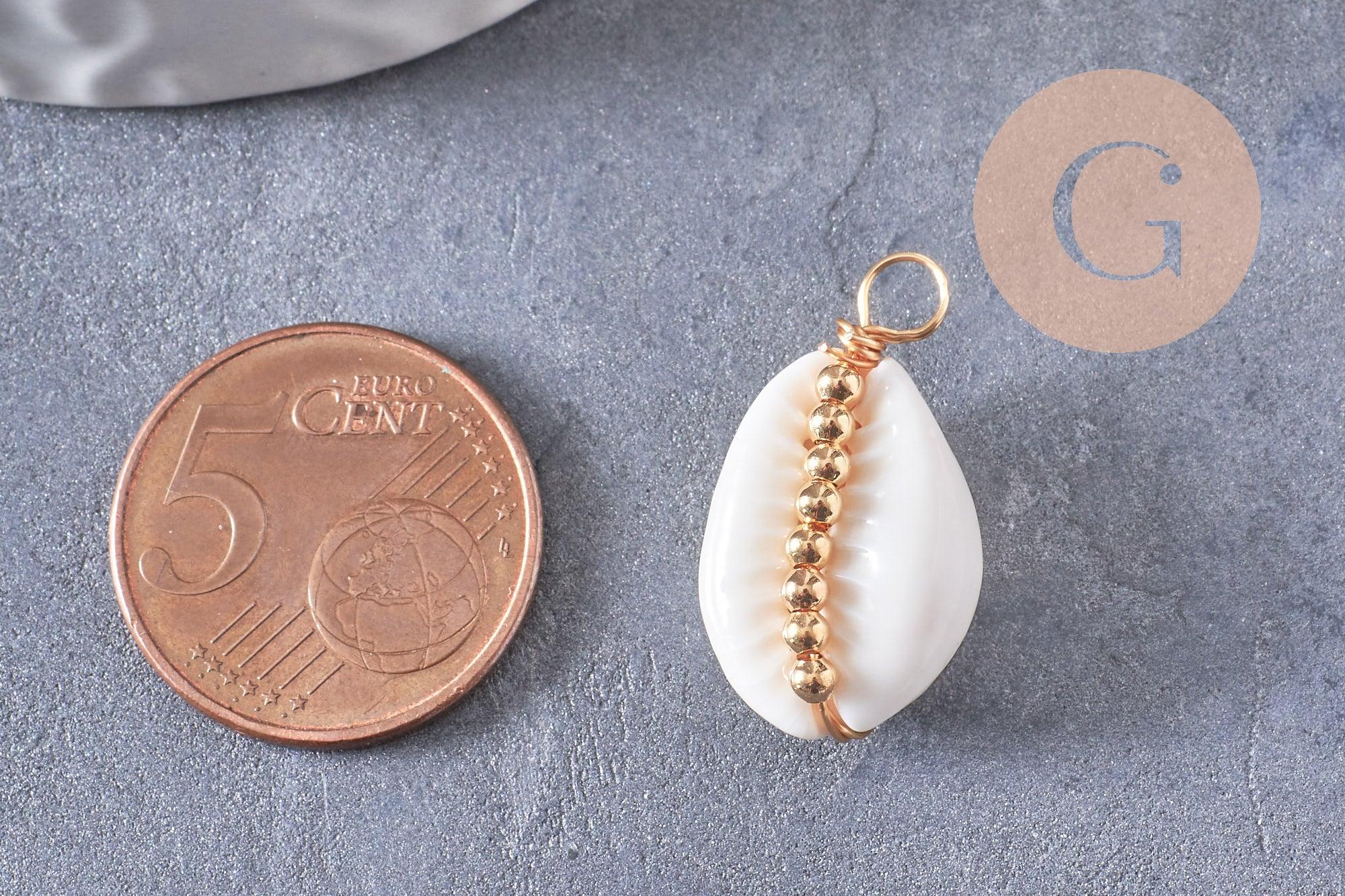 Gingerlily Perles pour bijoux DIY pendentif cauri blanc x2 24-30mm