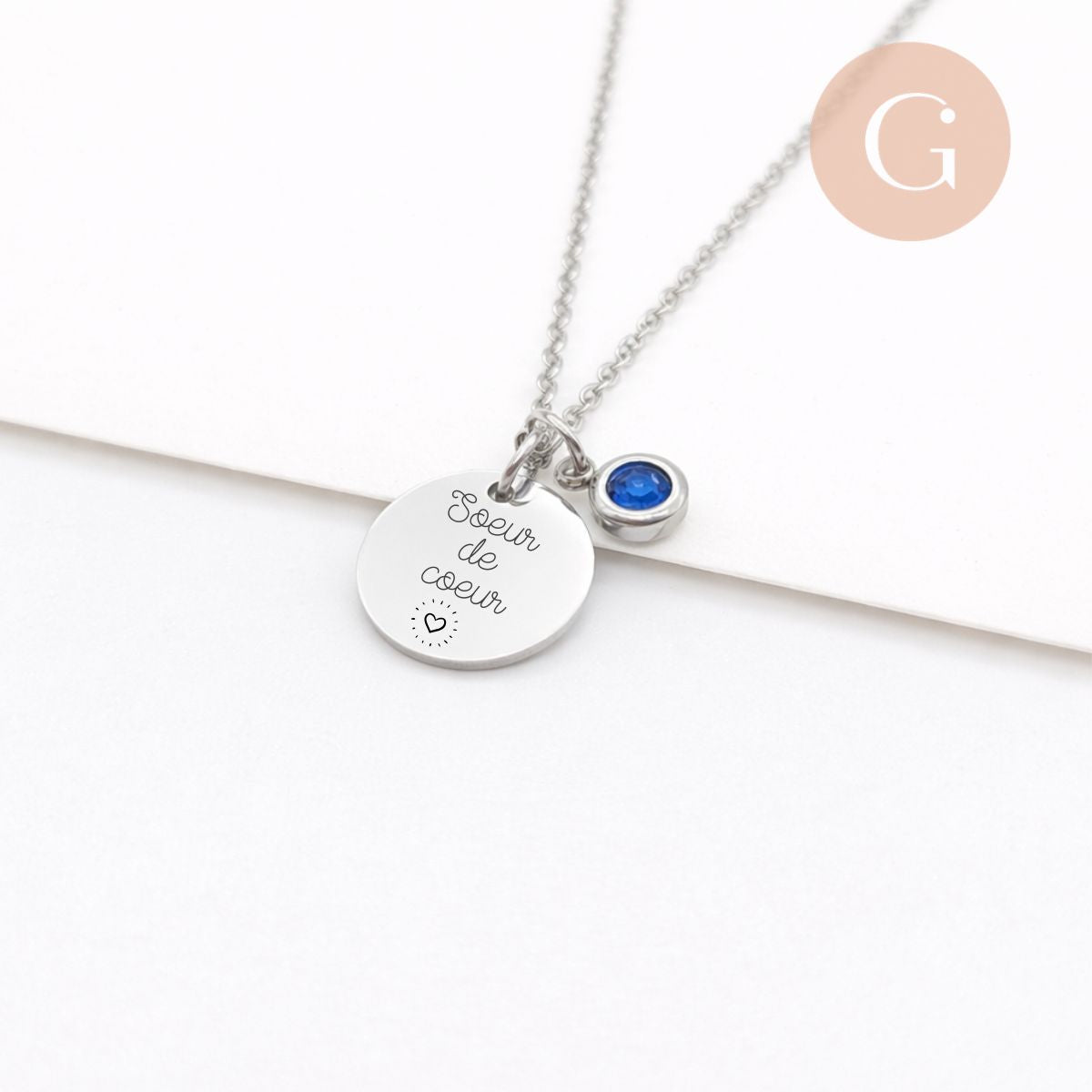 Gingerlily Bijoux personnalisés G11101 collier médaille or pierre naissance