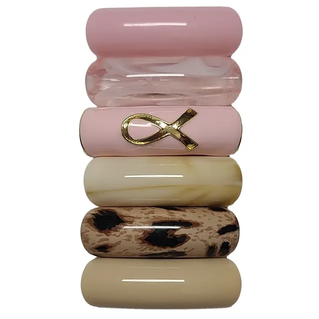 ARTSHOP Camaieux 170 lot 6 perles tubes ruban rose