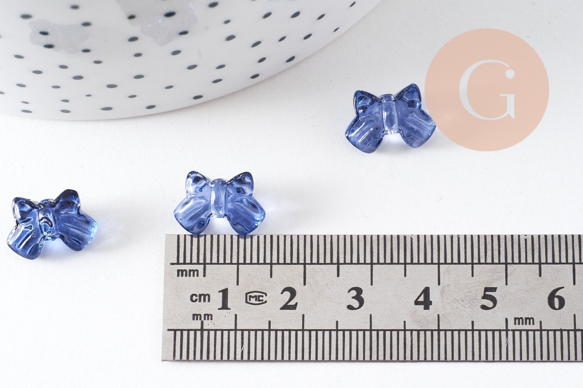 Gingerlily Perles DIY noeud papillon verre bleu irisé x10