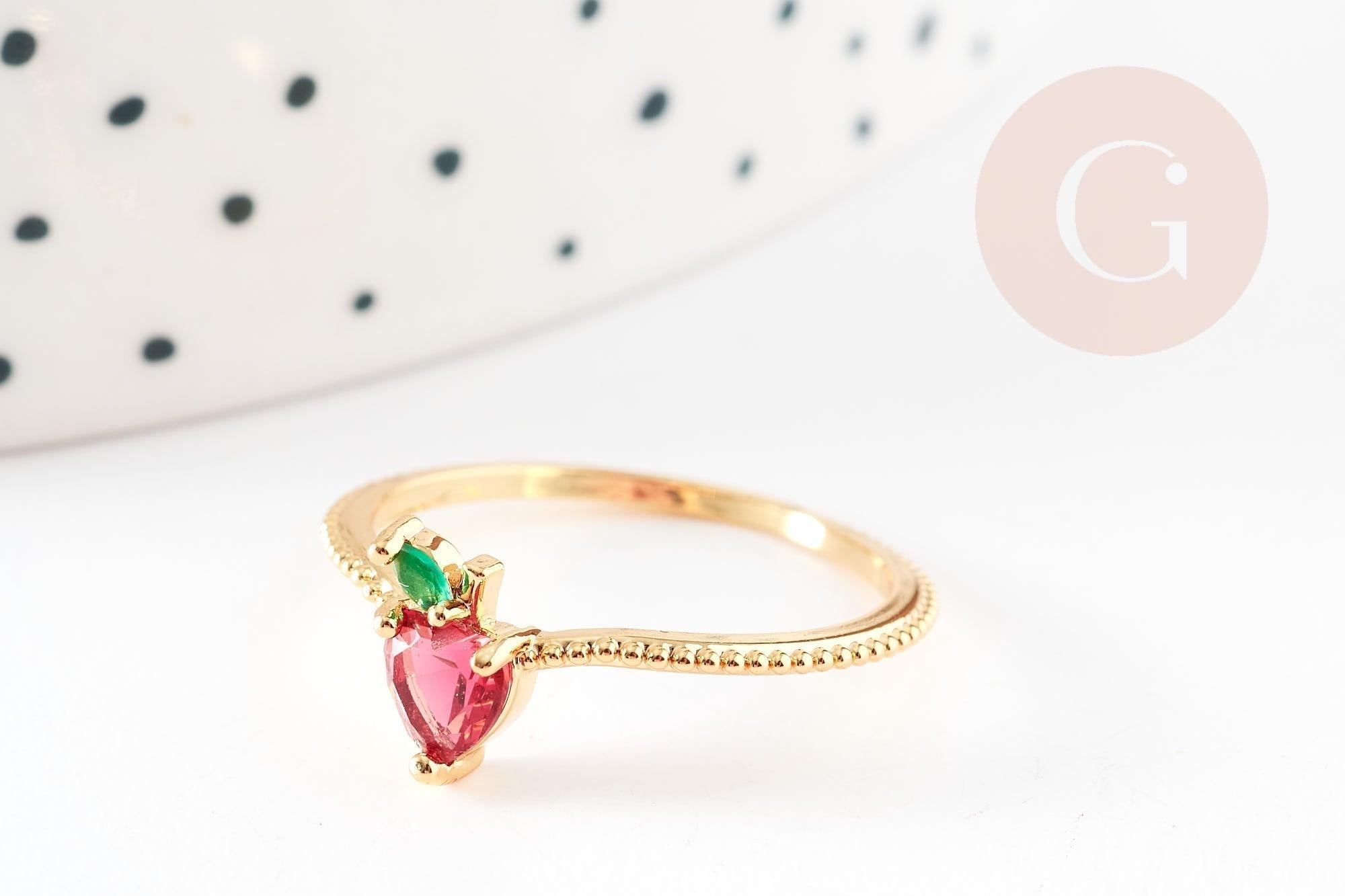 Gingerlily Bague G9156 fraise laiton doré 16K taille 54