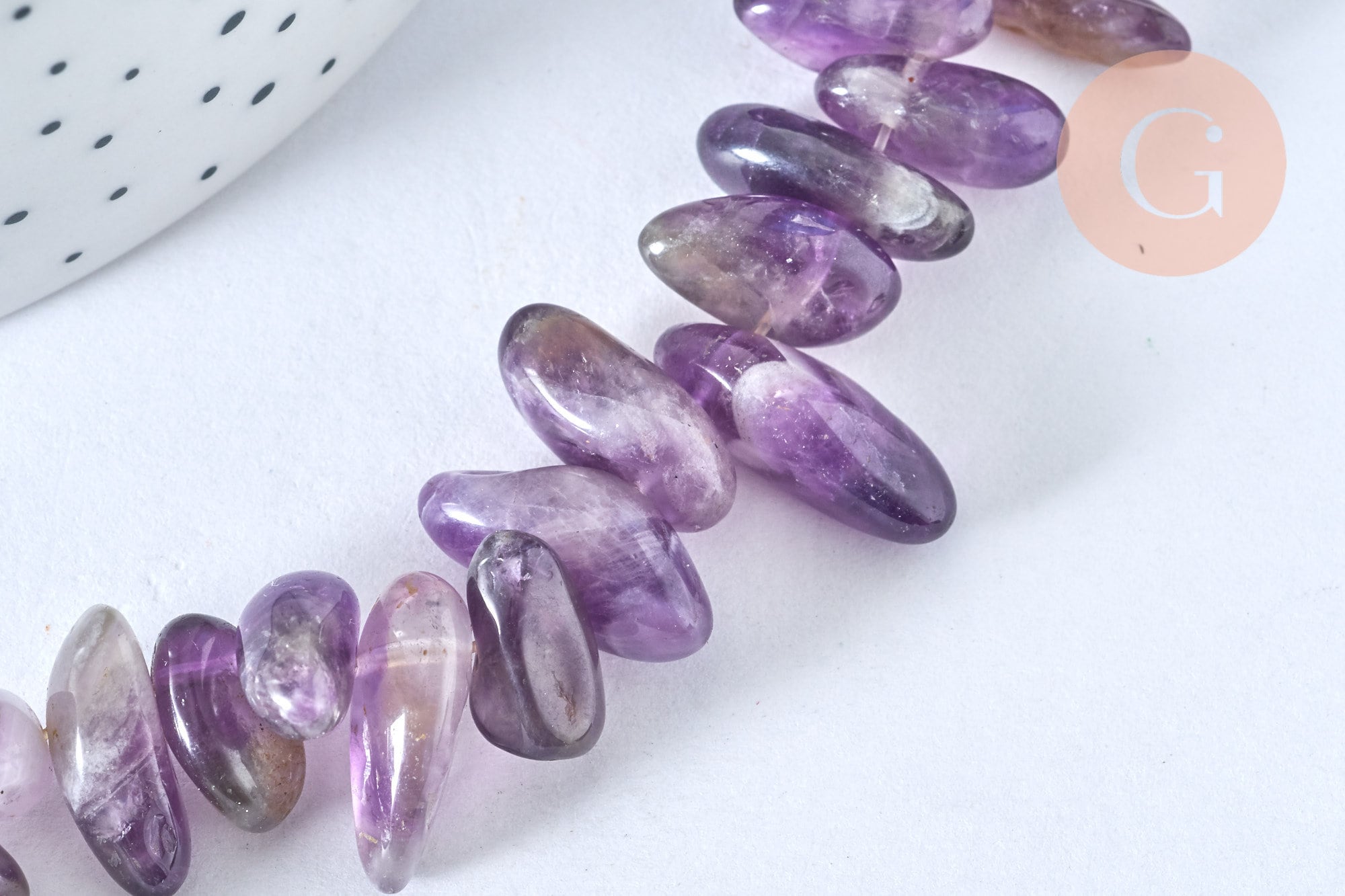 Gingerlily Perles pierre améthyste chips violets fil 39 cm